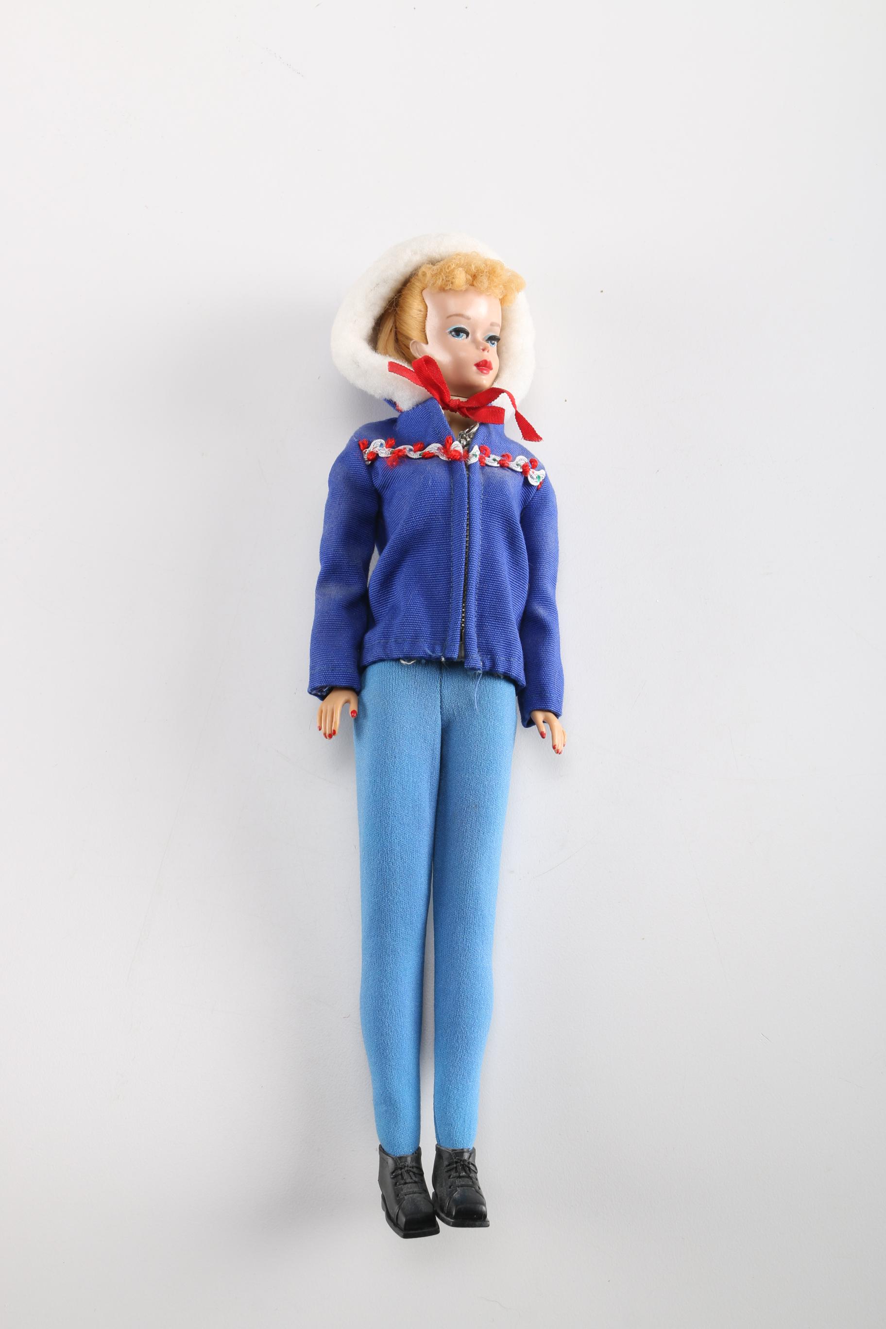 1960 Ponytail Barbie in "Ski Queen" and 1962 Ken Doll in "Fun on the Ice"
