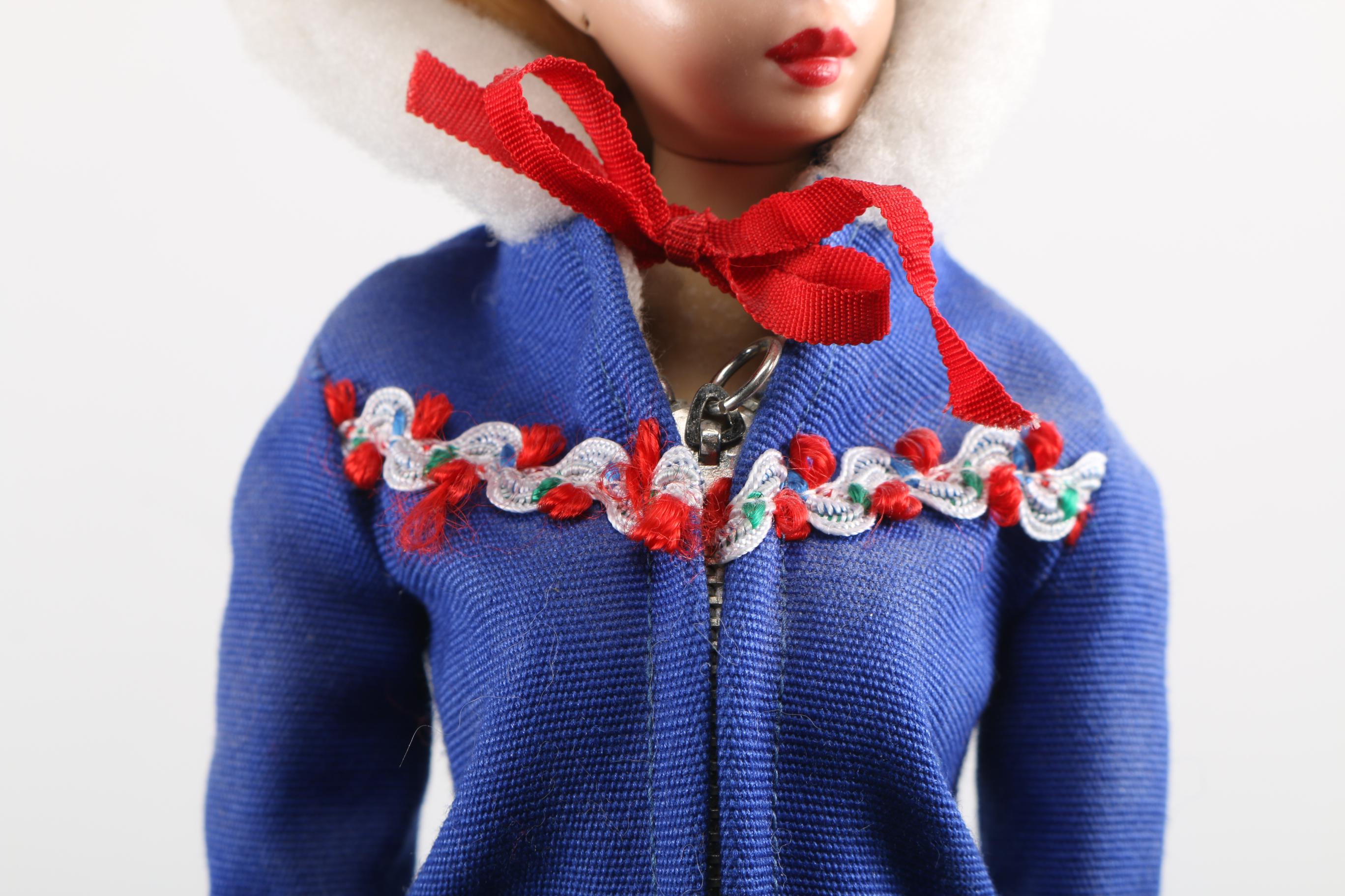 1960 Ponytail Barbie in "Ski Queen" and 1962 Ken Doll in "Fun on the Ice"