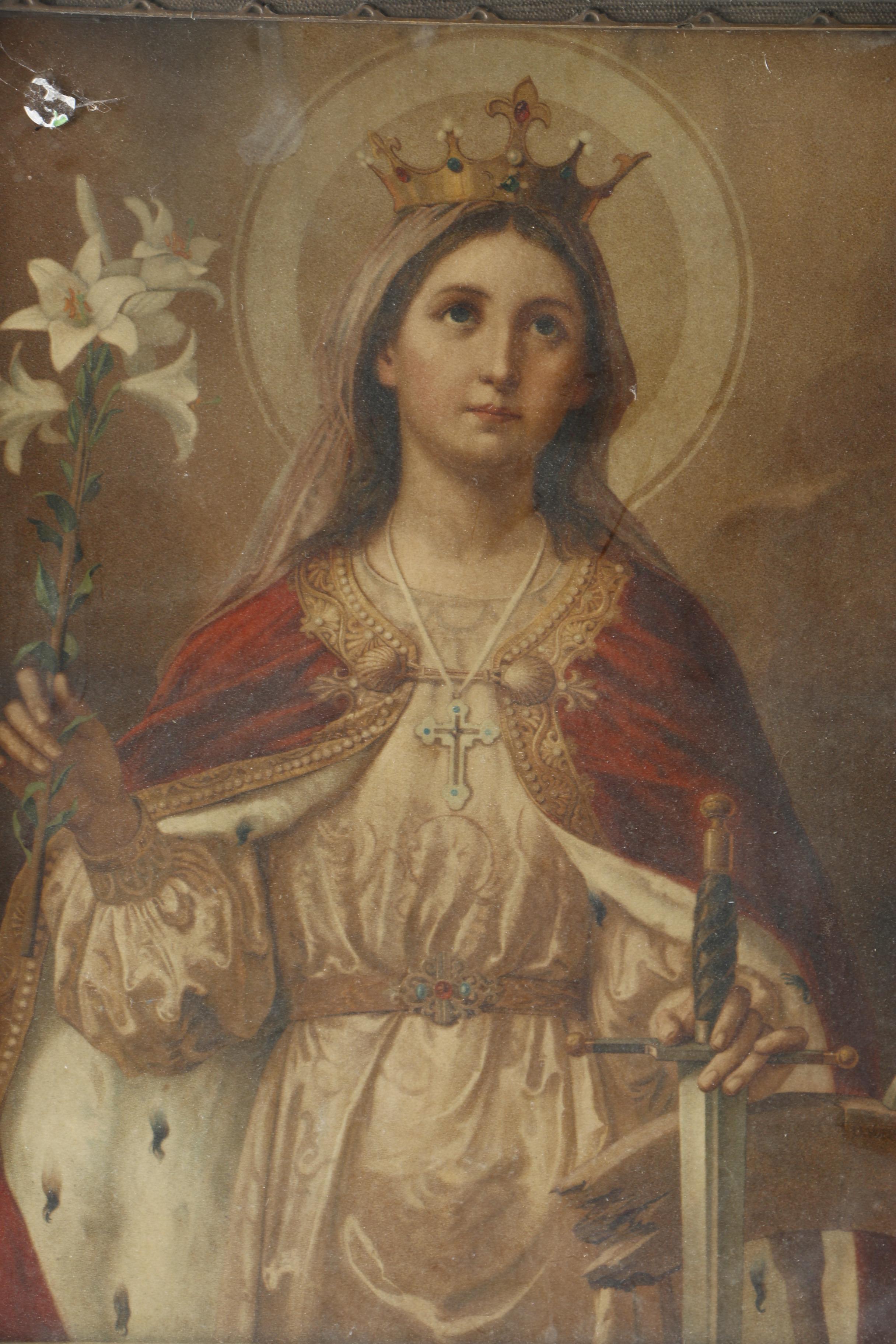 O. Voelkel Chromolithograph "St. Catherine"