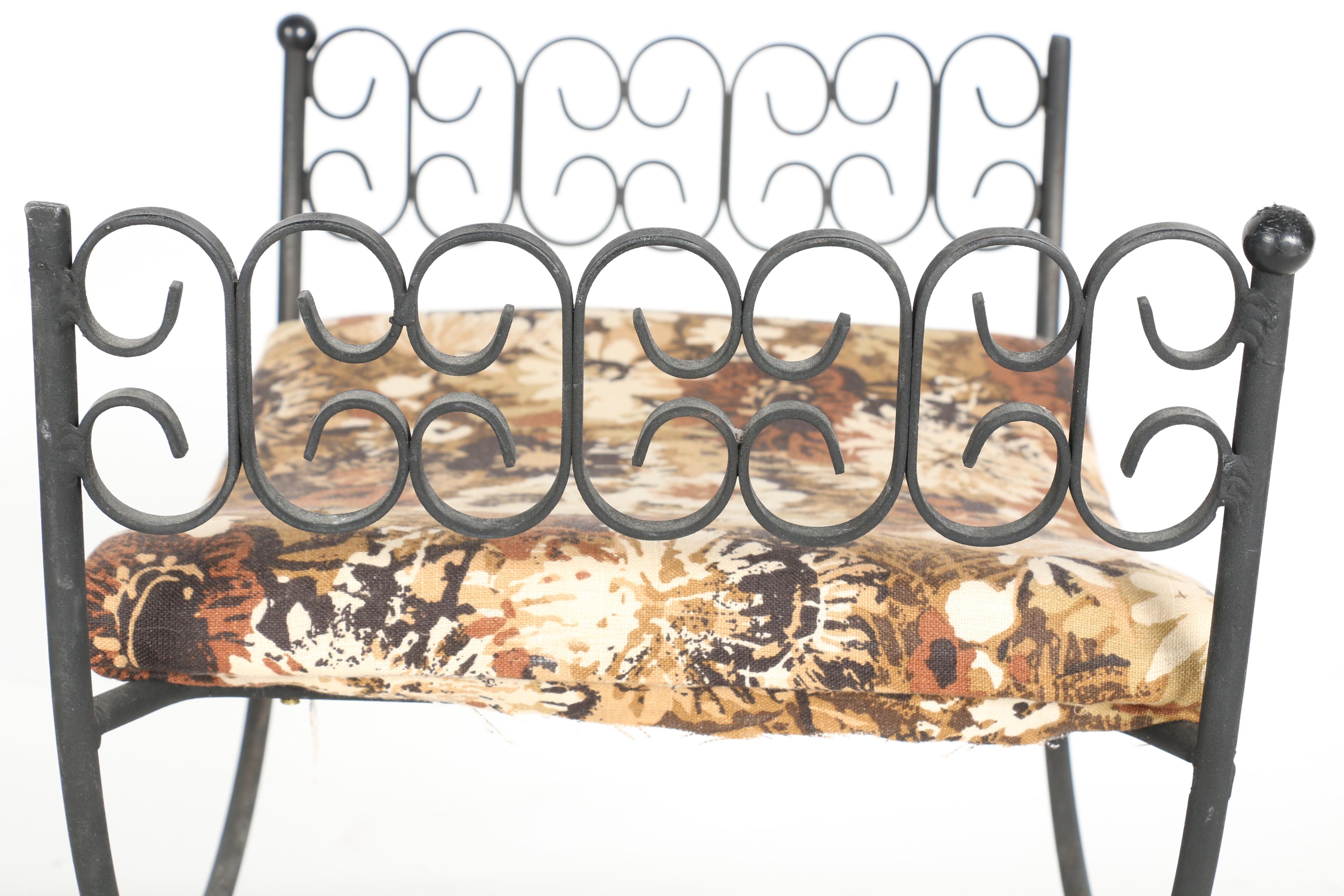 Arthur Umanoff Mid-Century Wrought Iron Bench With a Cushion