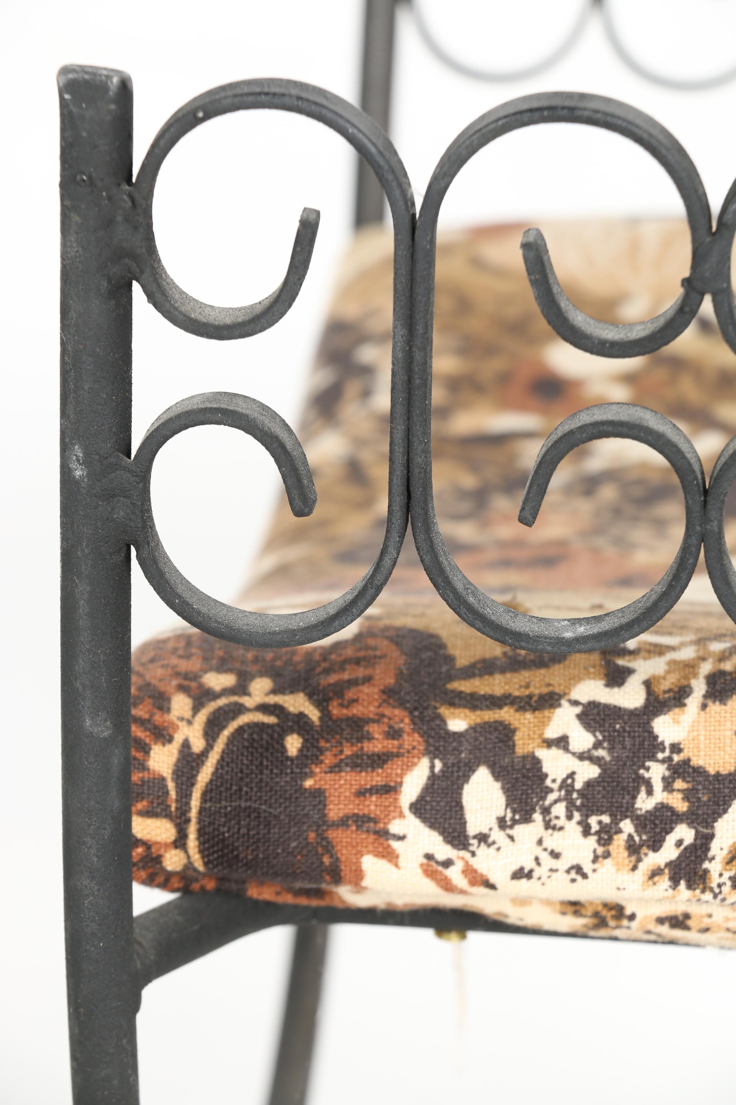 Arthur Umanoff Mid-Century Wrought Iron Bench With a Cushion