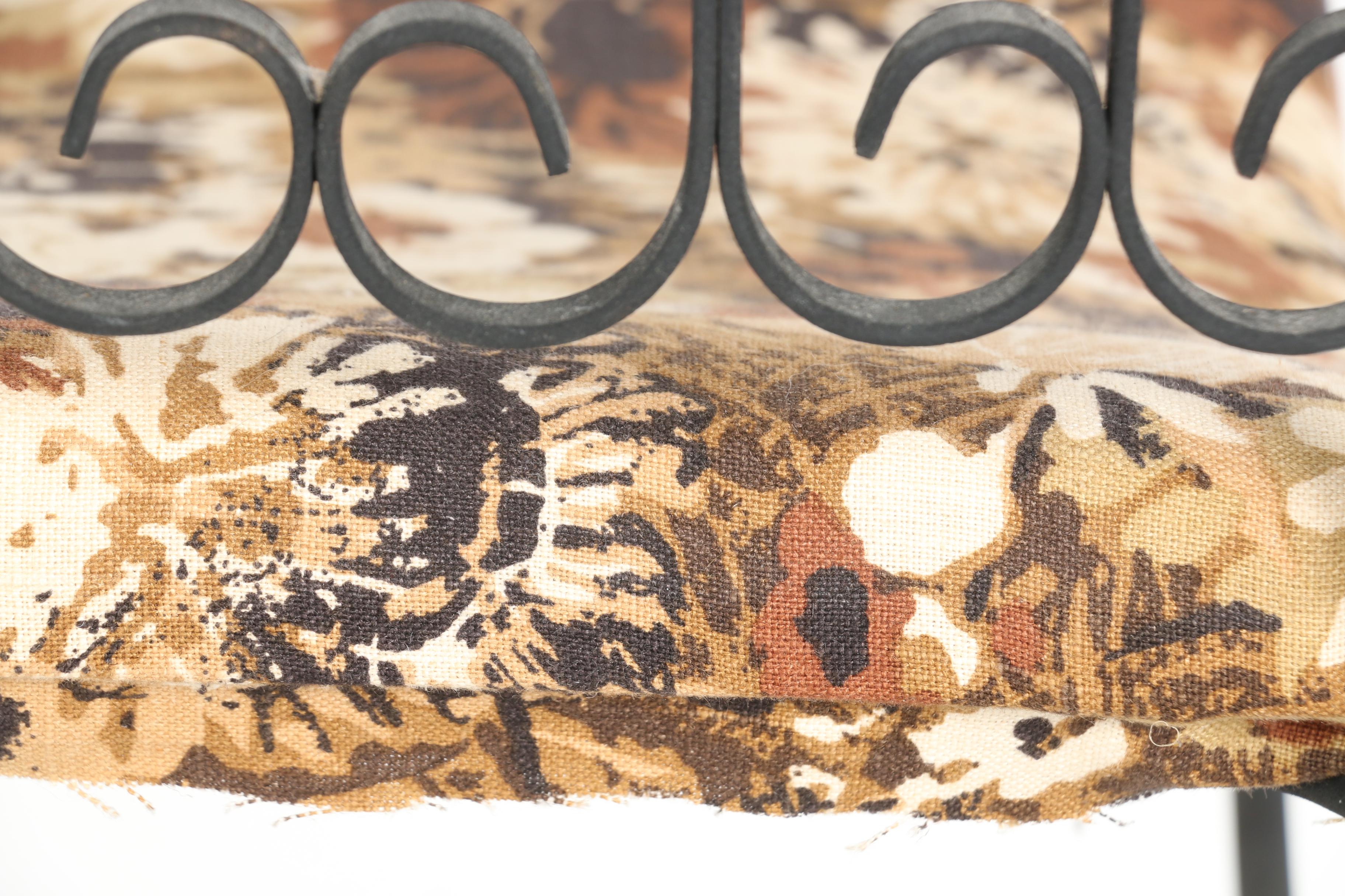 Arthur Umanoff Mid-Century Wrought Iron Bench With a Cushion