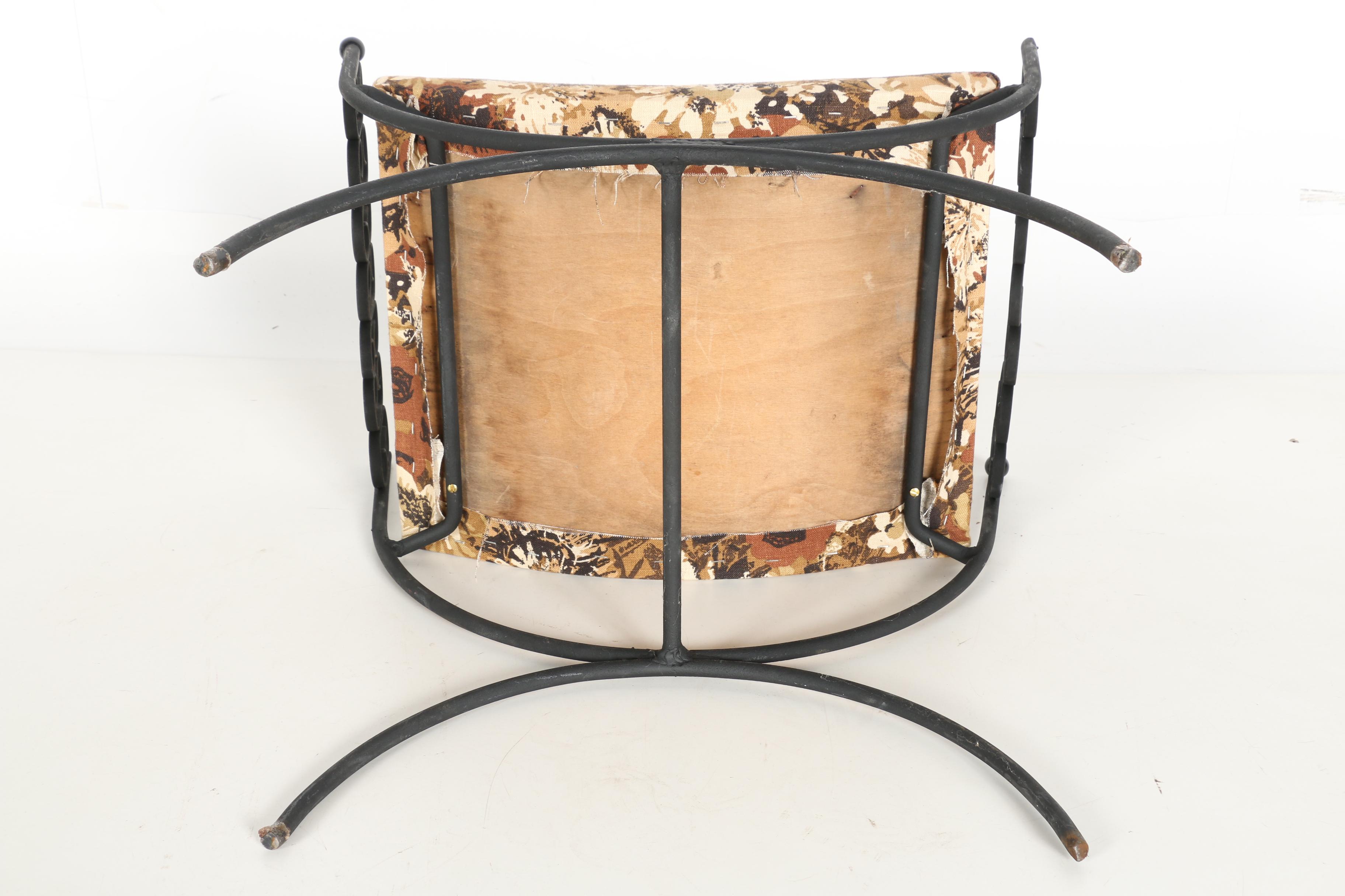 Arthur Umanoff Mid-Century Wrought Iron Bench With a Cushion