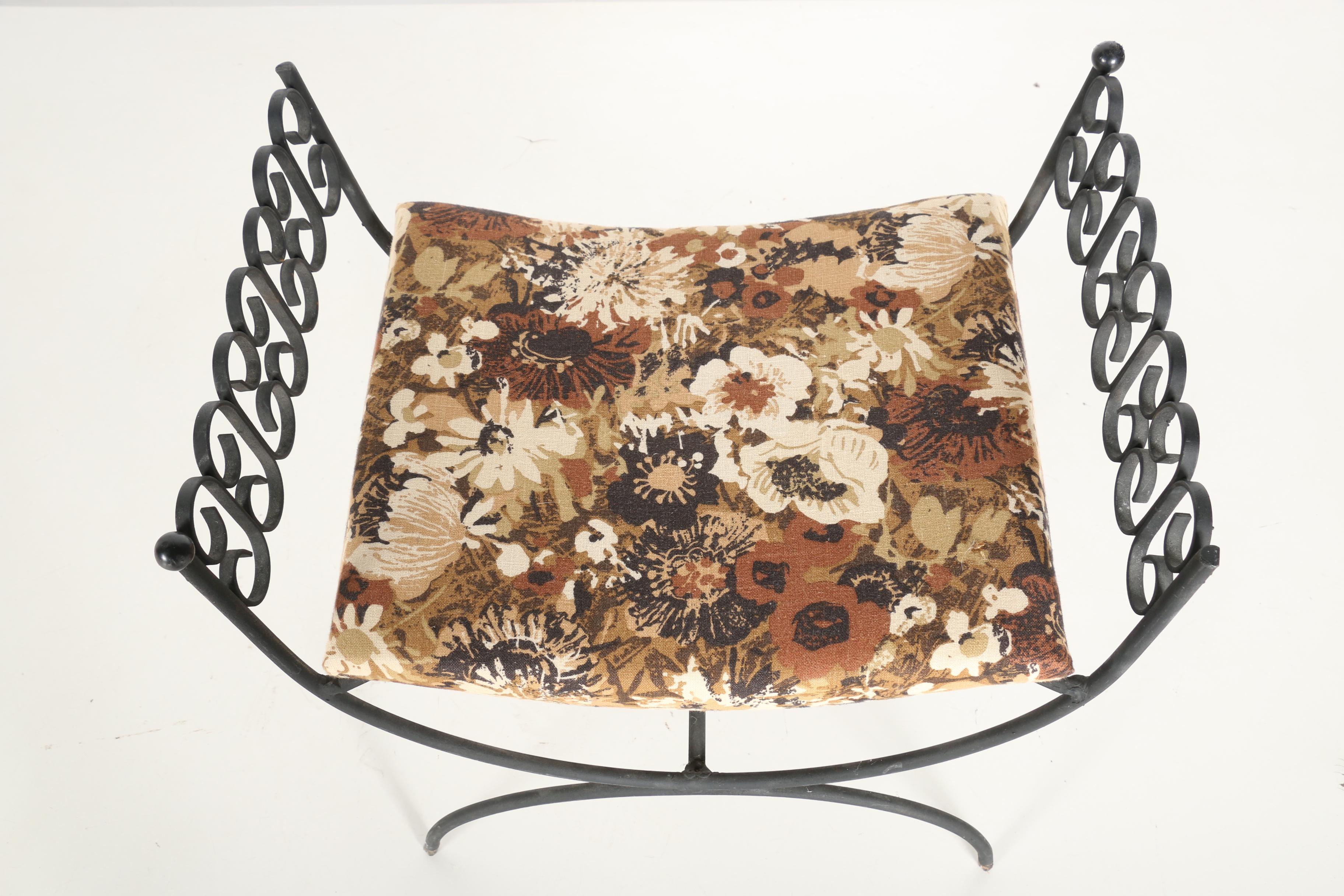 Arthur Umanoff Mid-Century Wrought Iron Bench With a Cushion