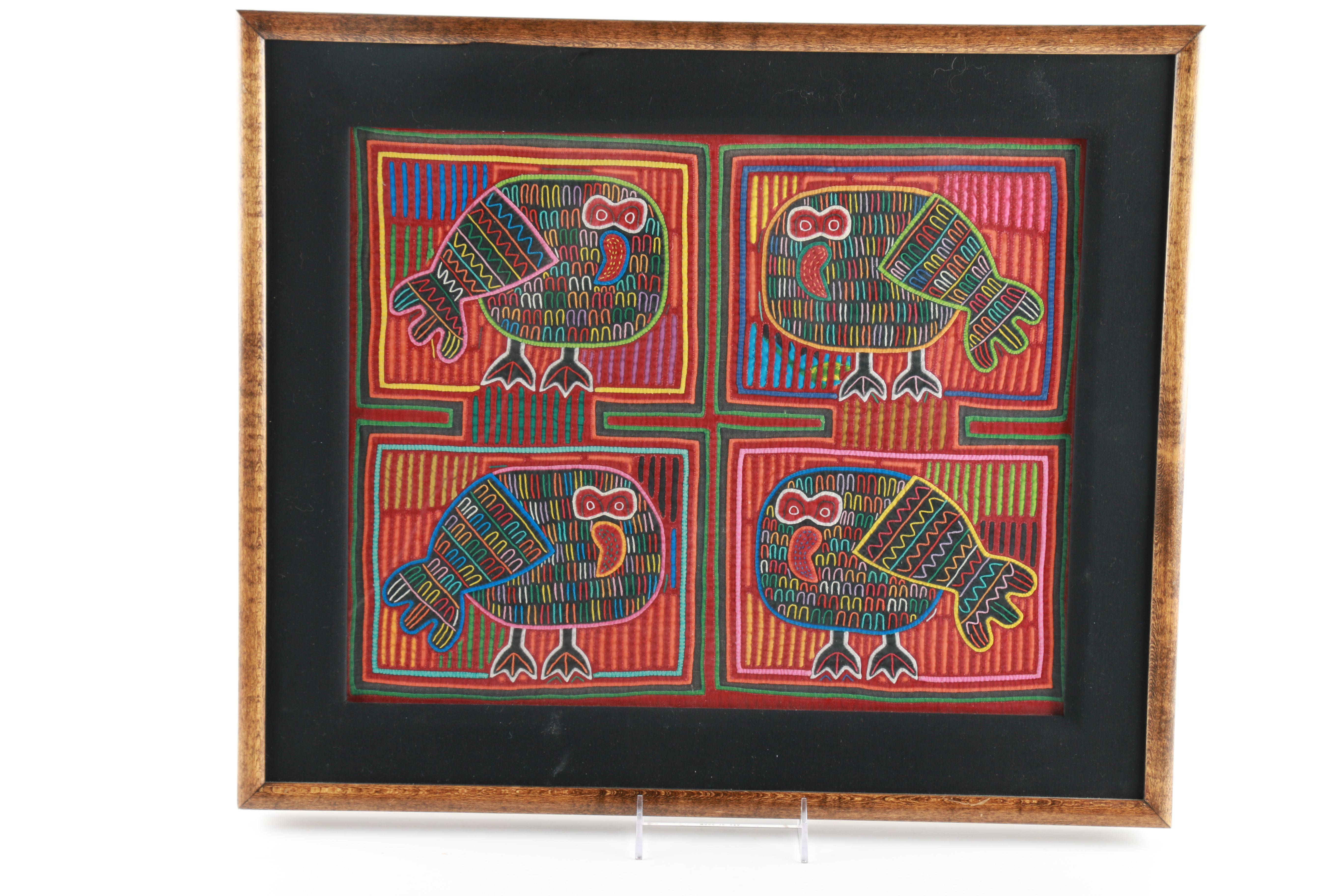 Set of Mola Quilted Birds