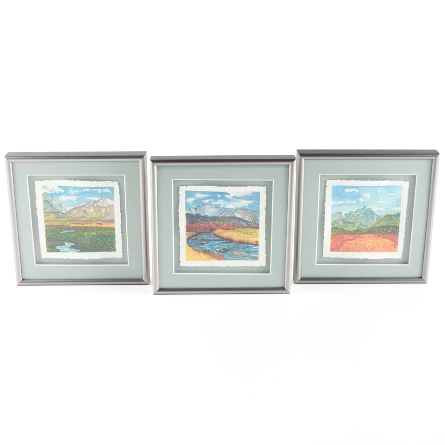 Watercolor Landscape Paintings on Rag Paper