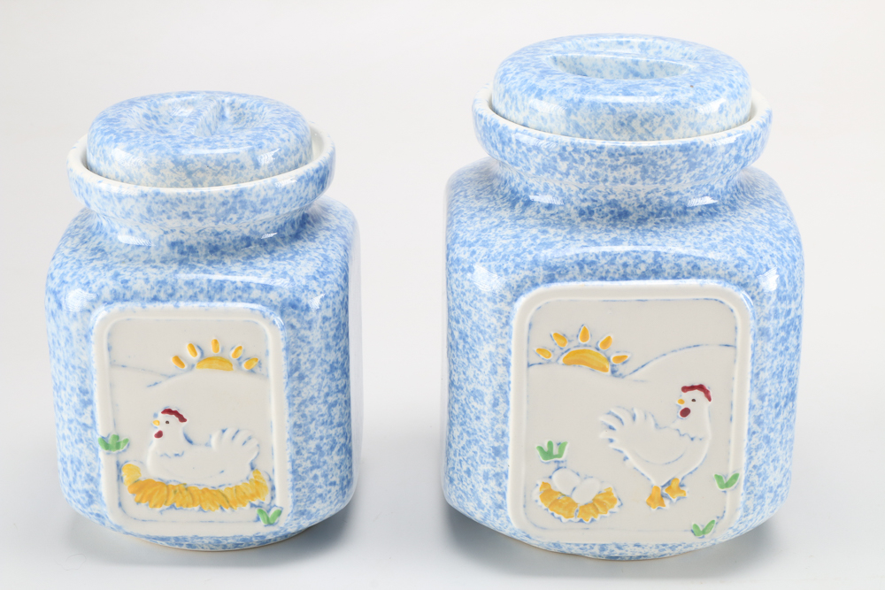 Blue Pottery Canister Set