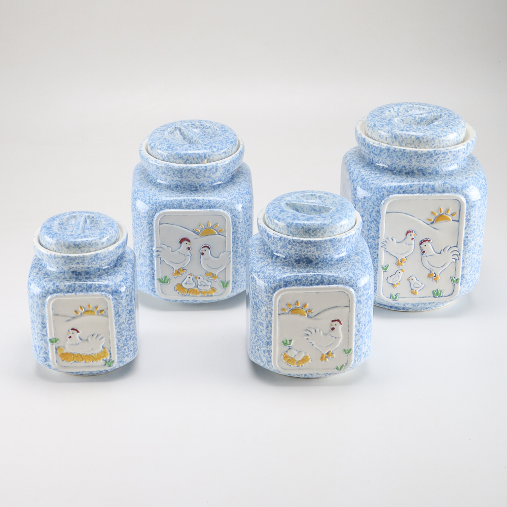 Blue Pottery Canister Set