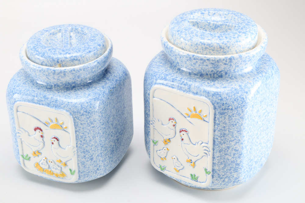 Blue Pottery Canister Set