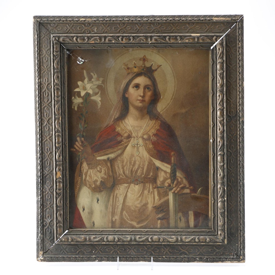 O. Voelkel Chromolithograph "St. Catherine"