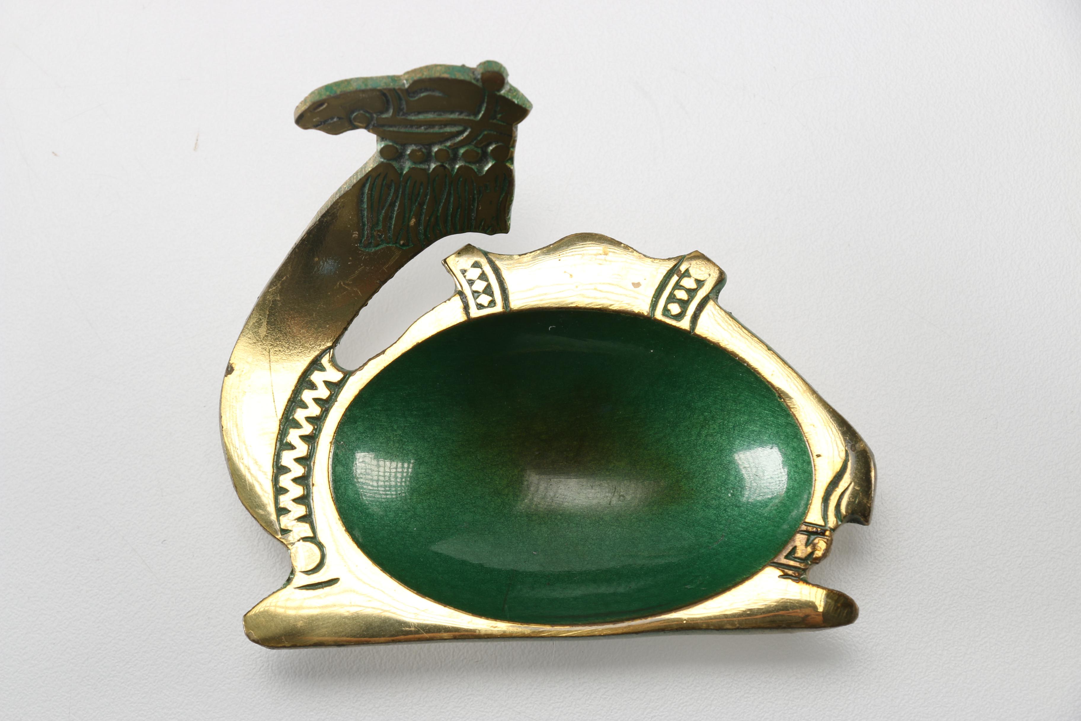 Ornate Enameled Brass Bowl and Assorted Highly Decorated Brass Items