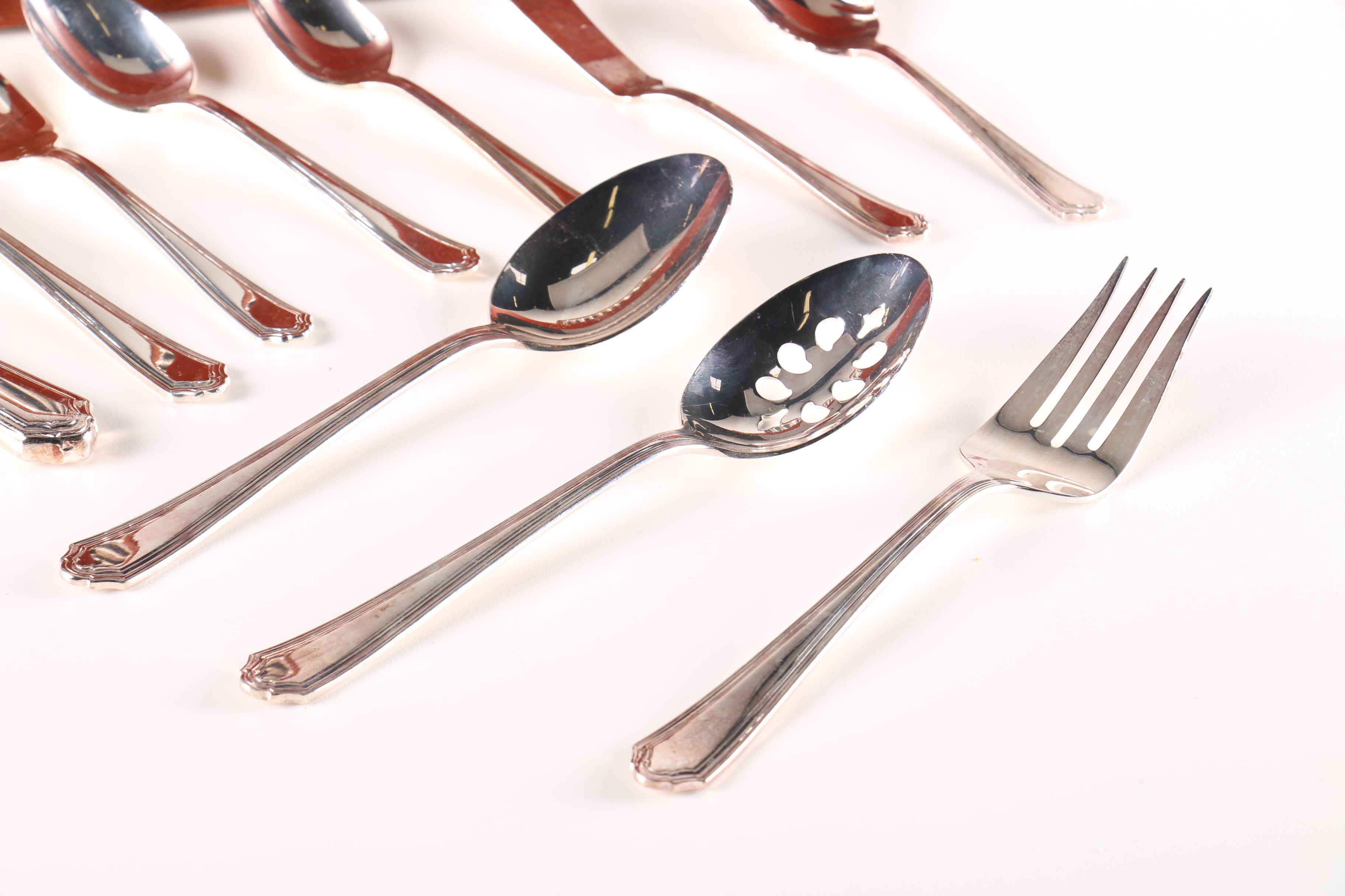 Gorham "Washington Irving" Silver Plate Flatware Set For Twelve