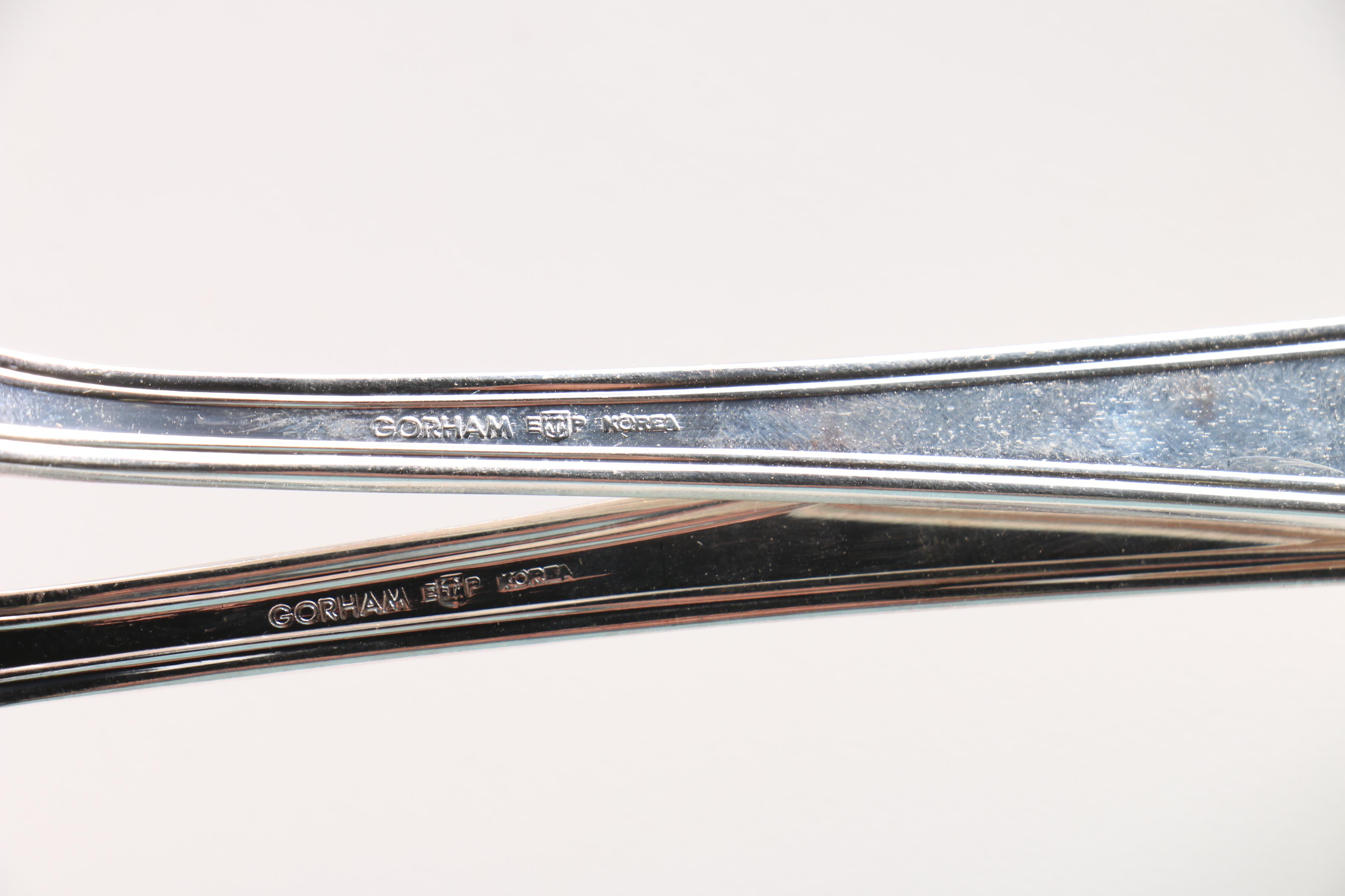 Gorham "Washington Irving" Silver Plate Flatware Set For Twelve