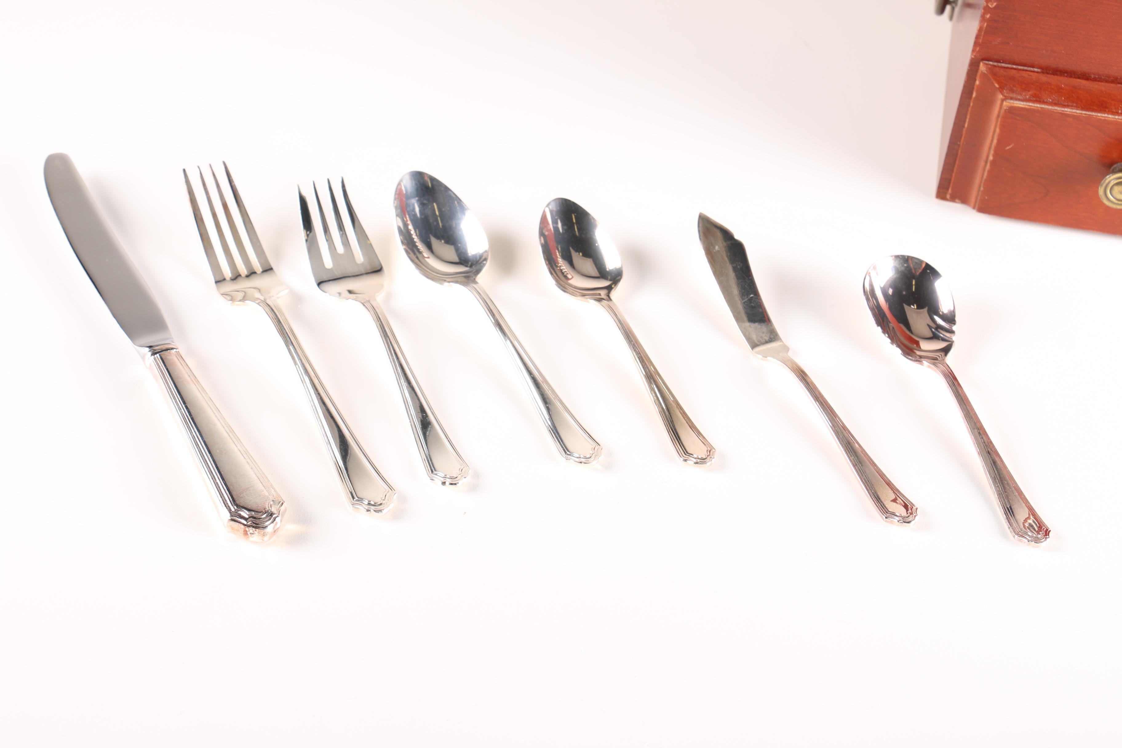 Gorham "Washington Irving" Silver Plate Flatware Set For Twelve