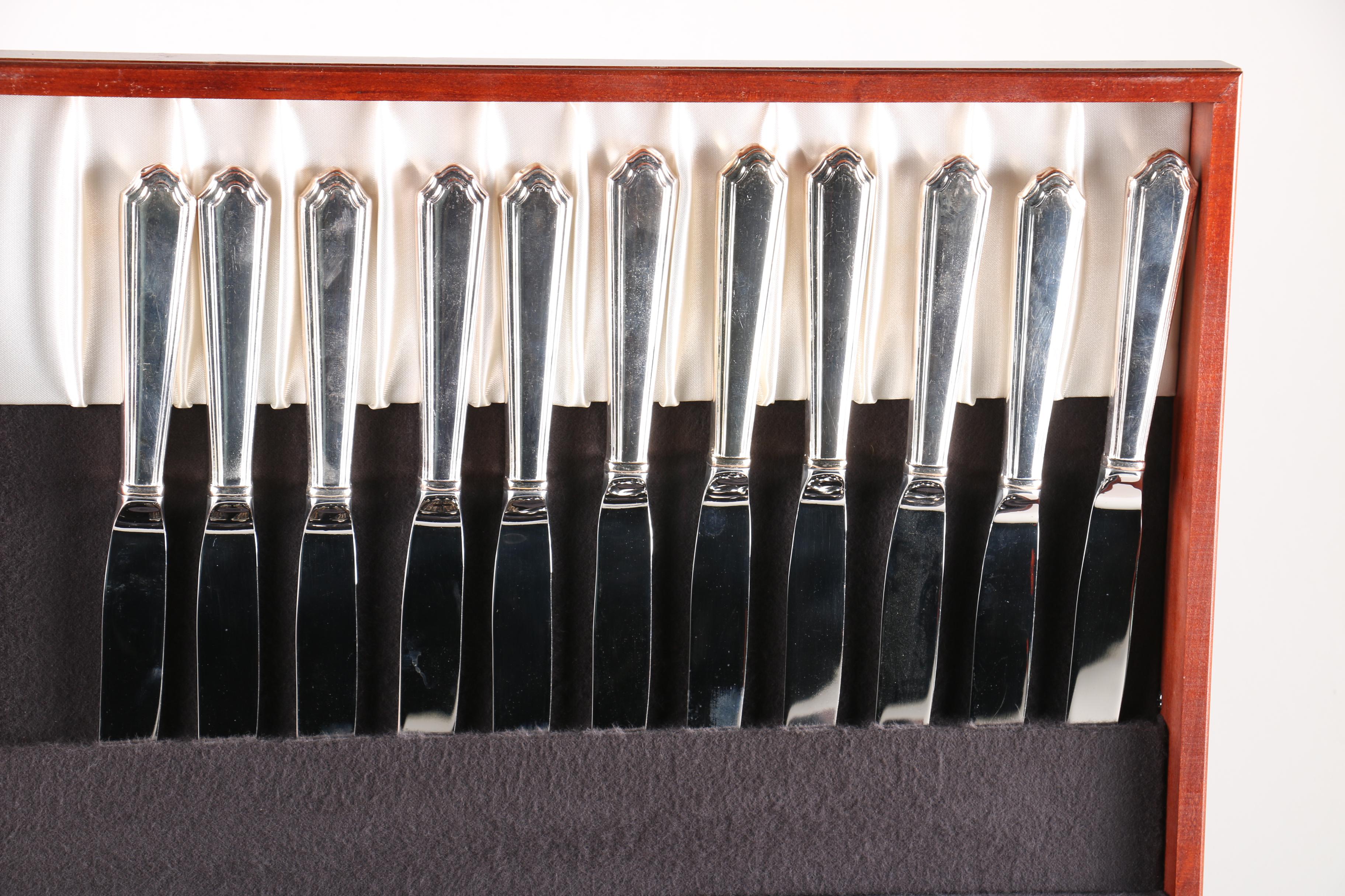 Gorham "Washington Irving" Silver Plate Flatware Set For Twelve