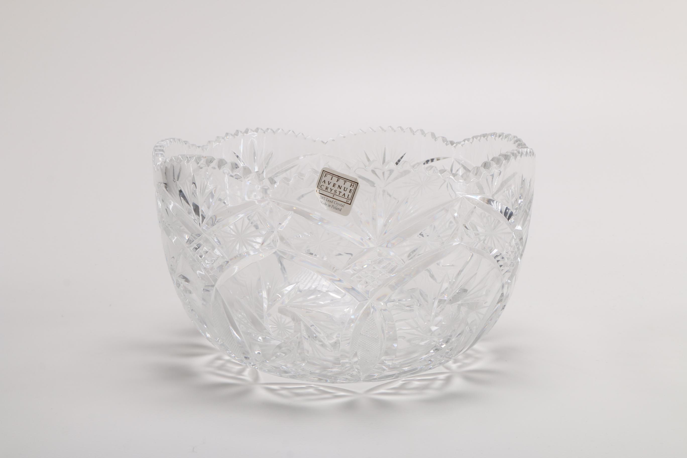 Fifth Avenue Crystal Bowl and Fruit Motif Shallow Bowl