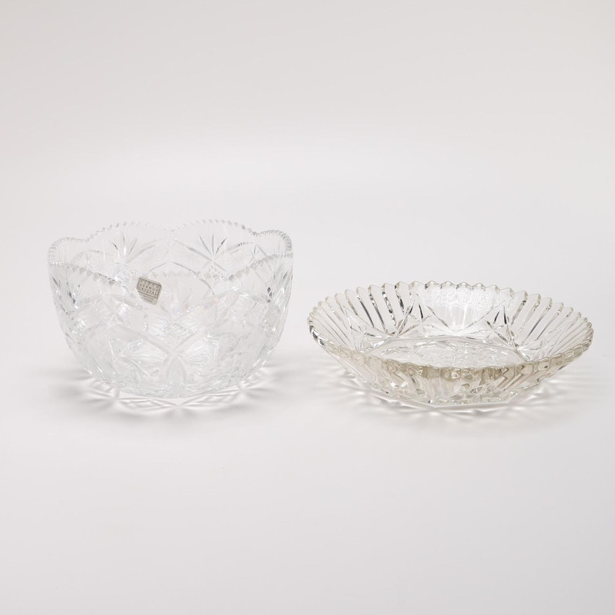 Fifth Avenue Crystal Bowl and Fruit Motif Shallow Bowl