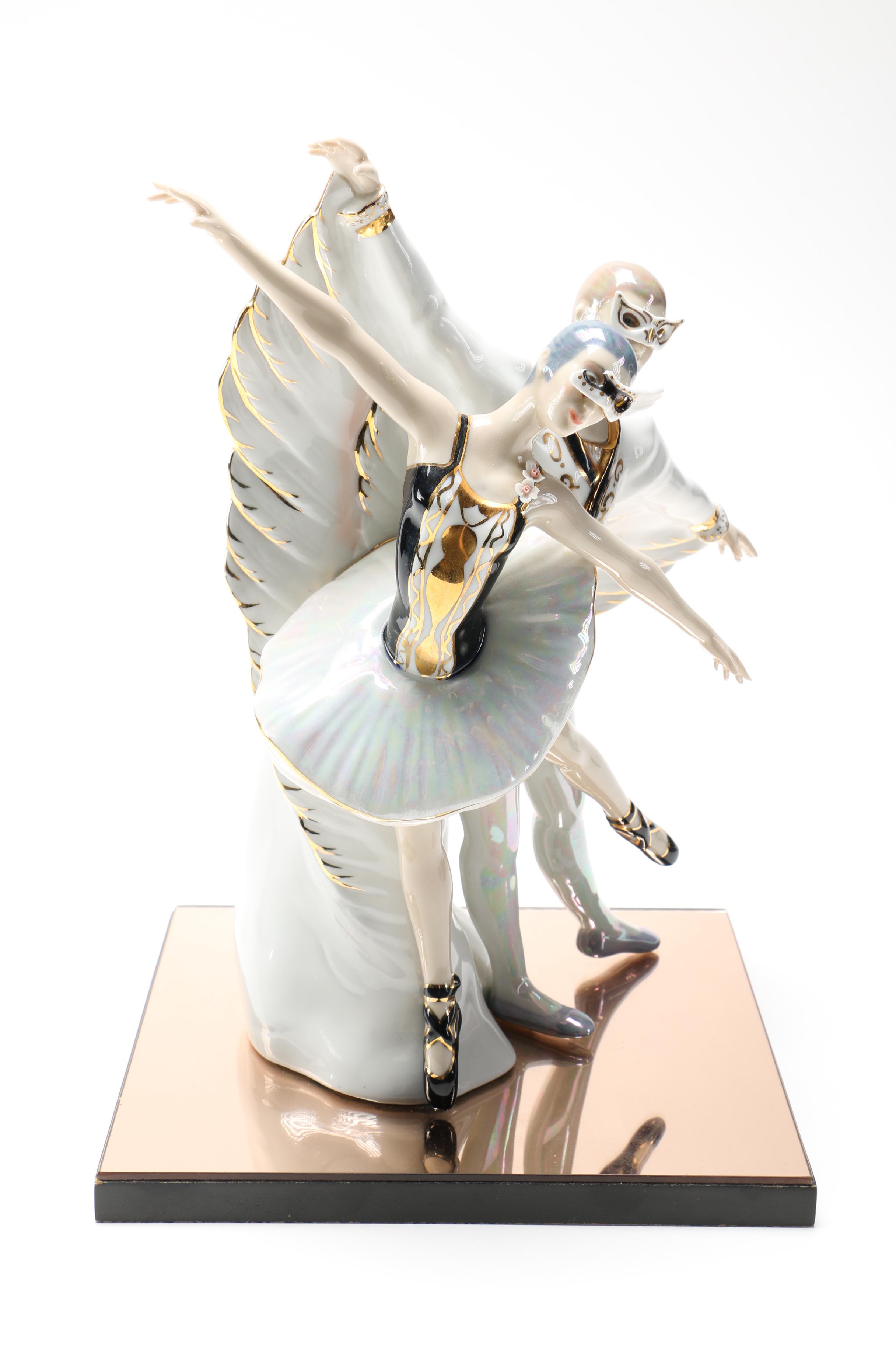 Painted Porcelain Ballet Figurine With Applied Gilt