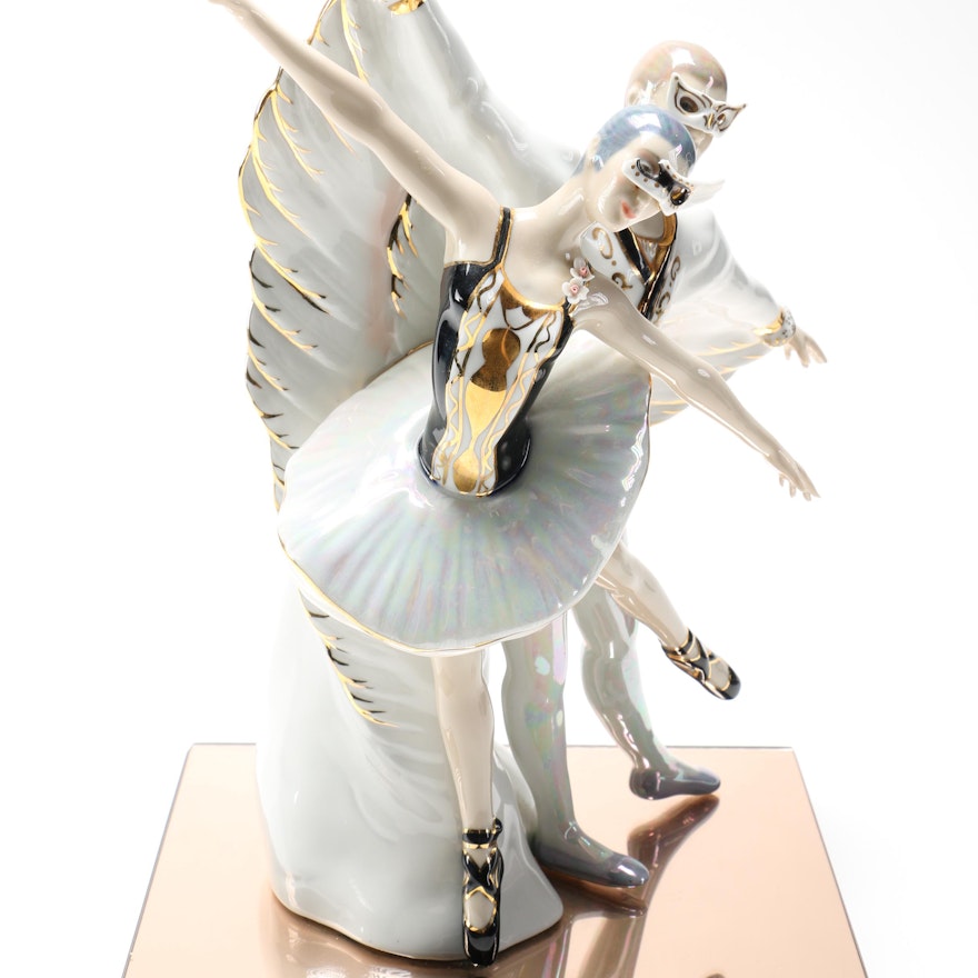 Painted Porcelain Ballet Figurine With Applied Gilt