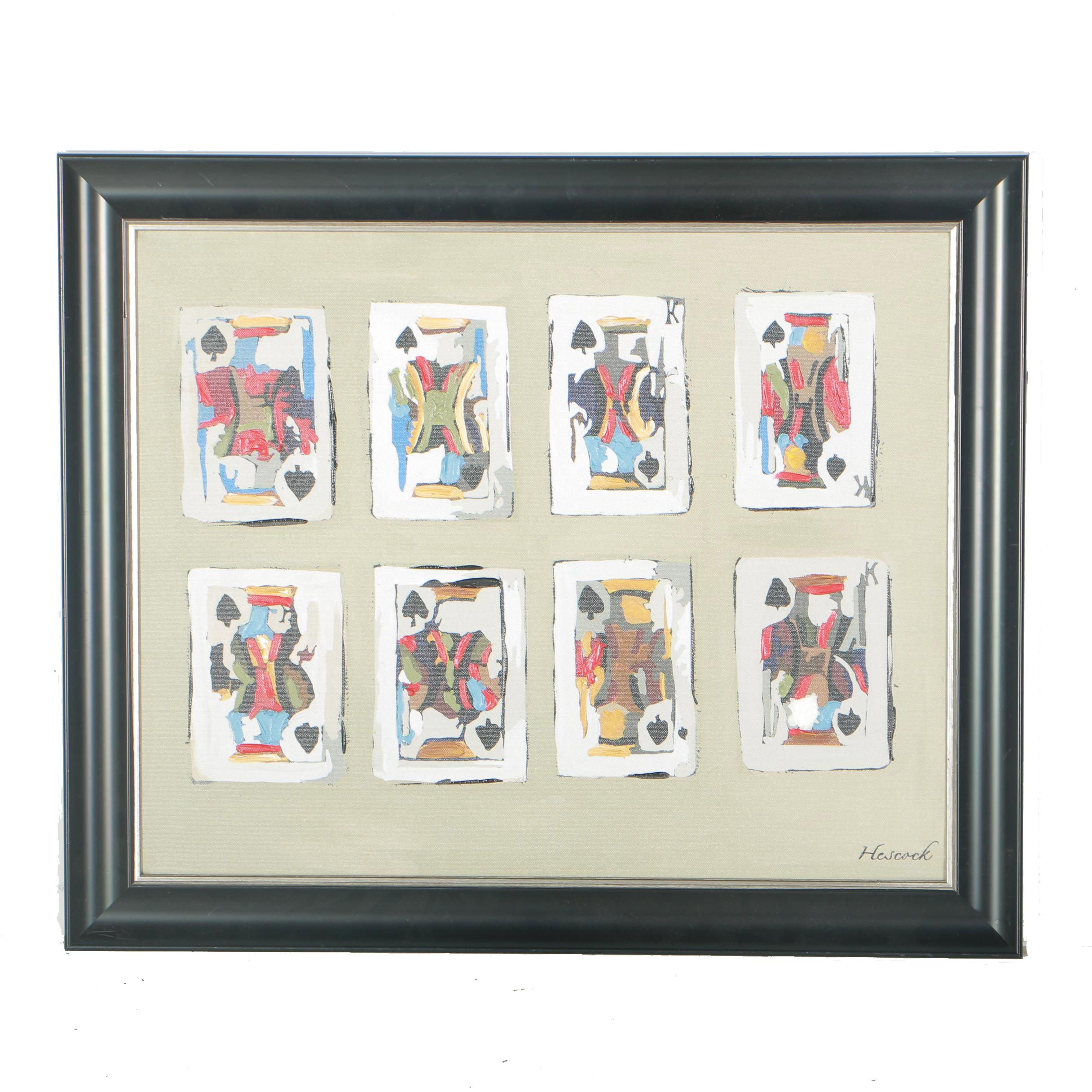 Hescock Hand Embellished Giclée Print of Playing Cards