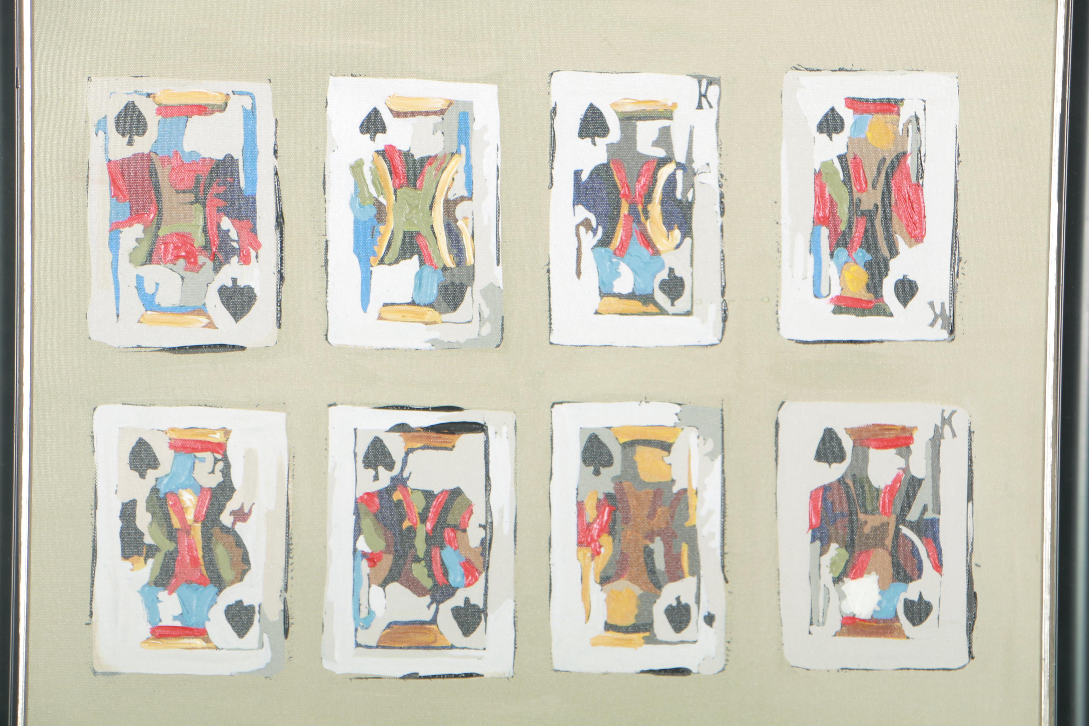 Hescock Hand Embellished Giclée Print of Playing Cards