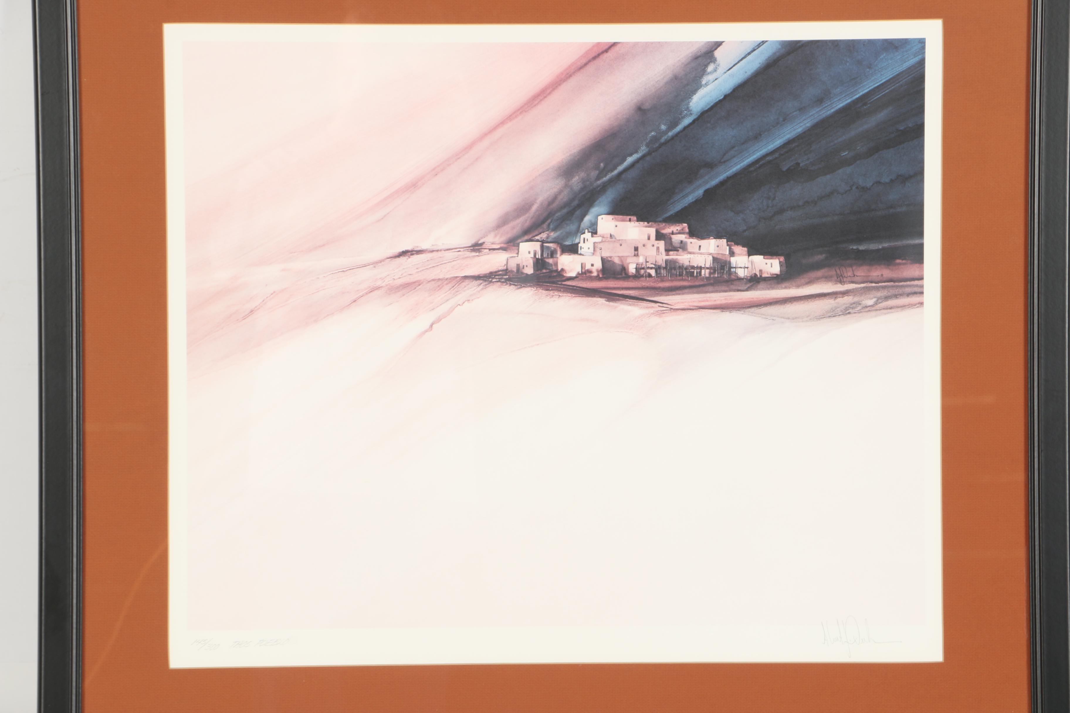 Limited Edition Offset Lithograph "Taos Pueblo"