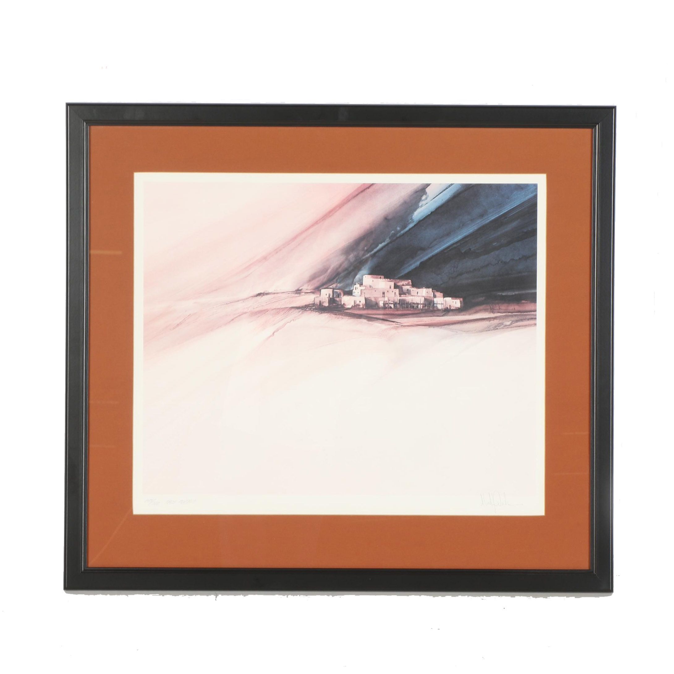 Limited Edition Offset Lithograph "Taos Pueblo"