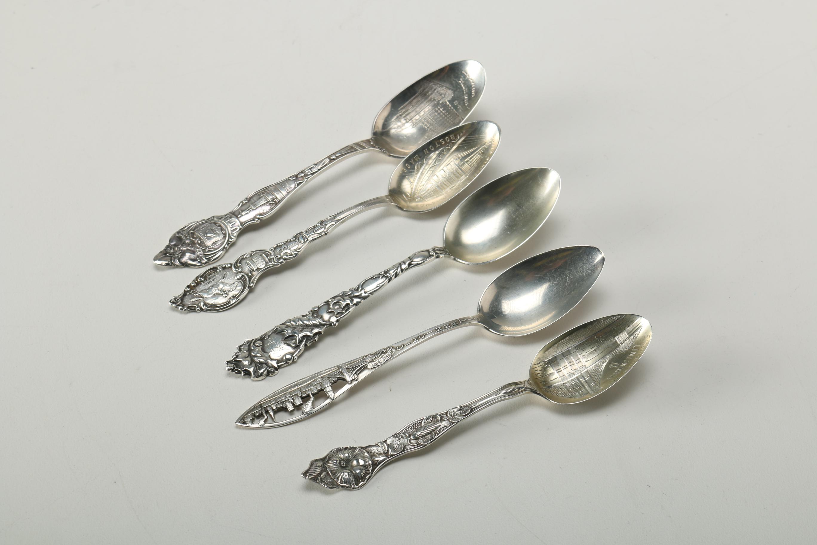 Sterling Silver Flatware Including Souvenir Spoons