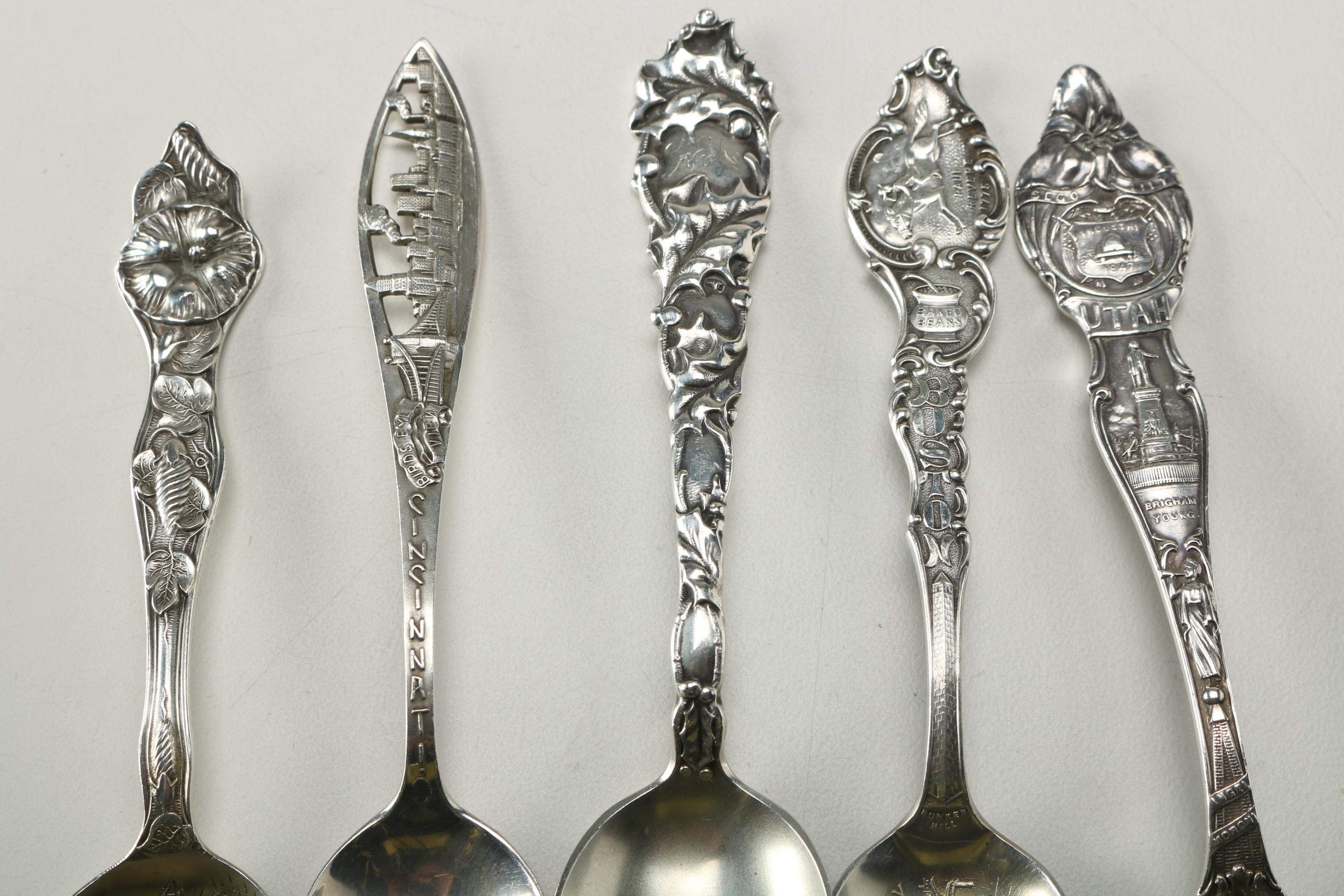 Sterling Silver Flatware Including Souvenir Spoons