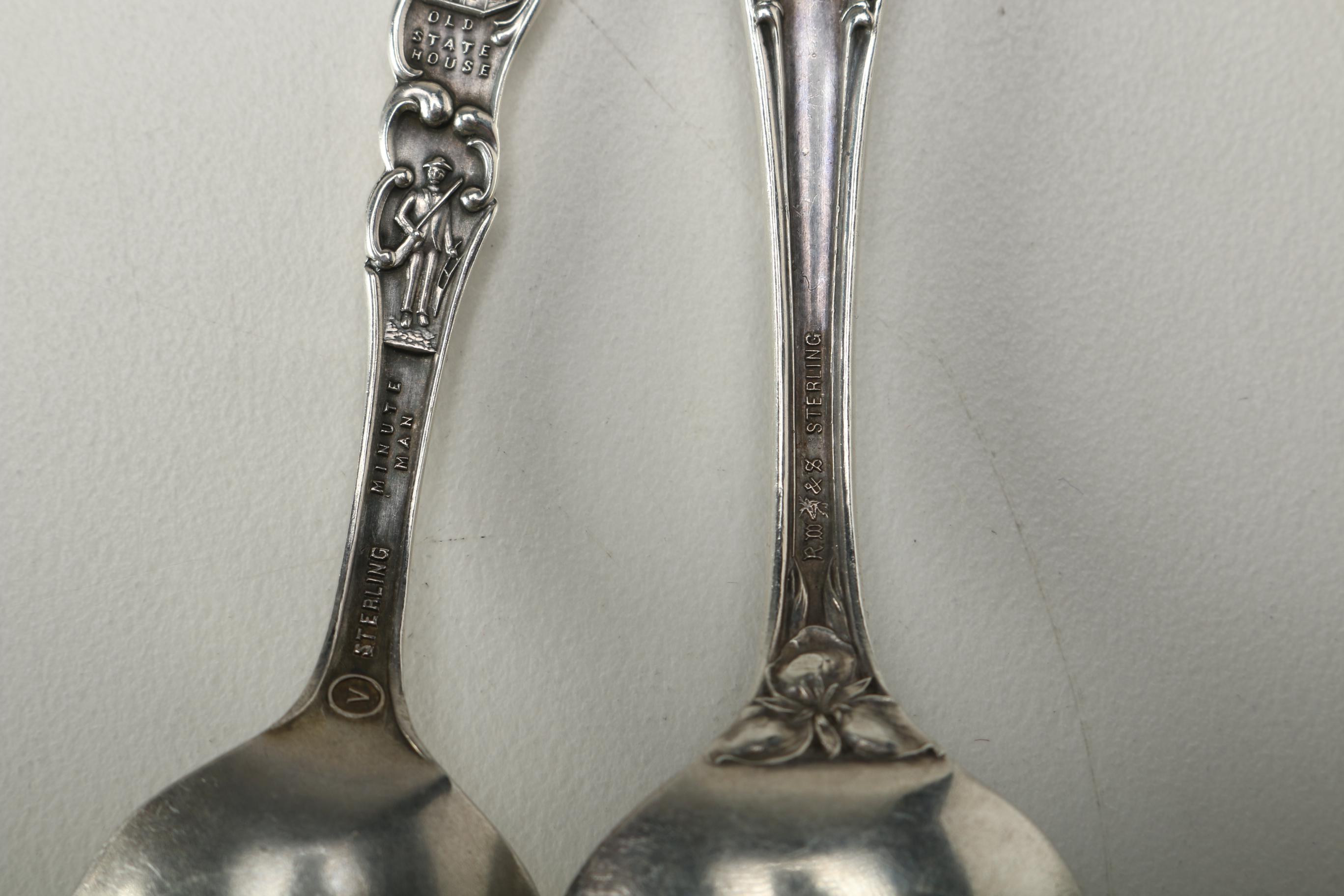 Sterling Silver Flatware Including Souvenir Spoons