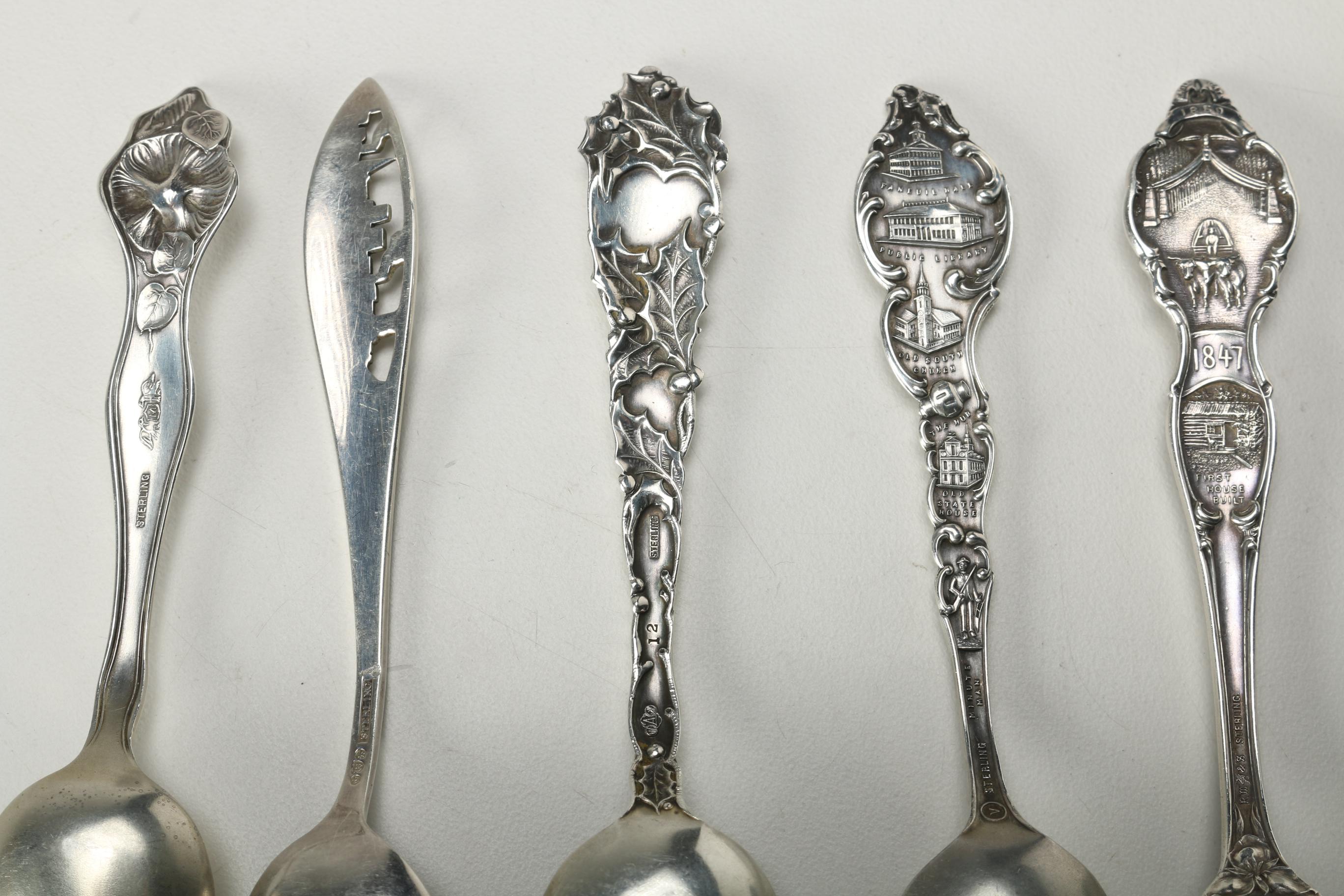 Sterling Silver Flatware Including Souvenir Spoons