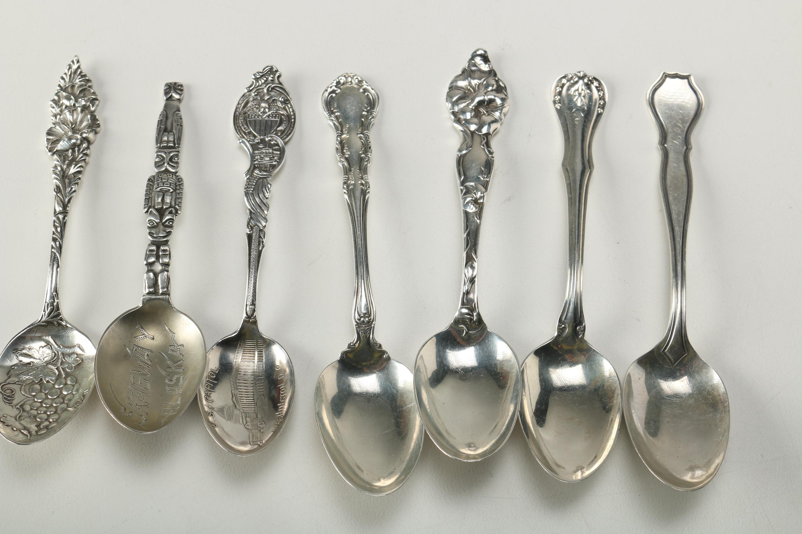 Sterling Silver Flatware Including Souvenir Spoons