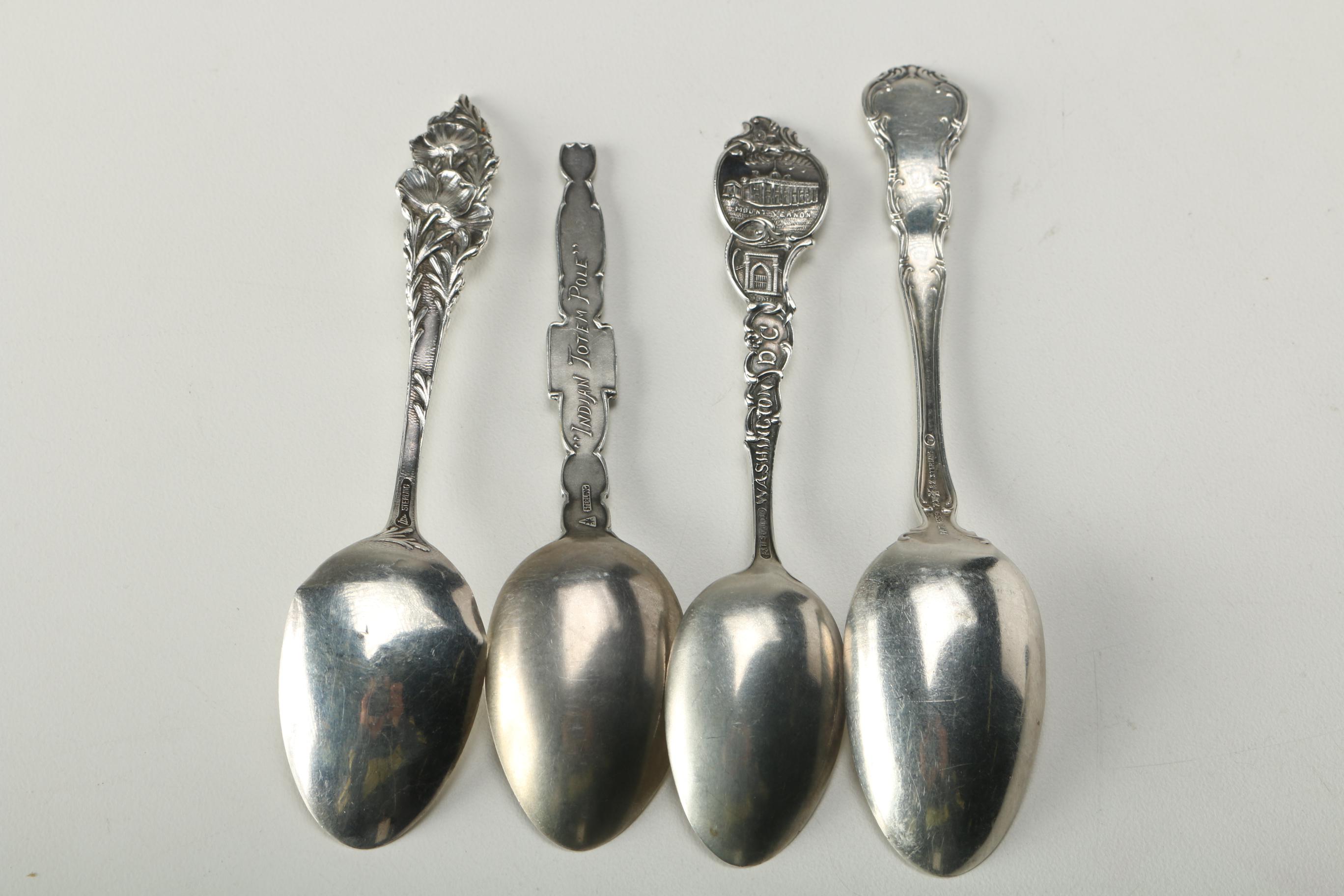 Sterling Silver Flatware Including Souvenir Spoons