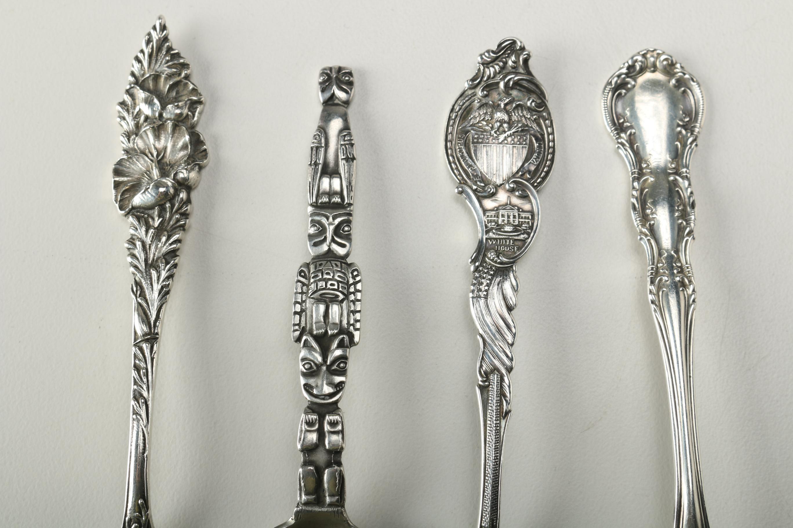 Sterling Silver Flatware Including Souvenir Spoons