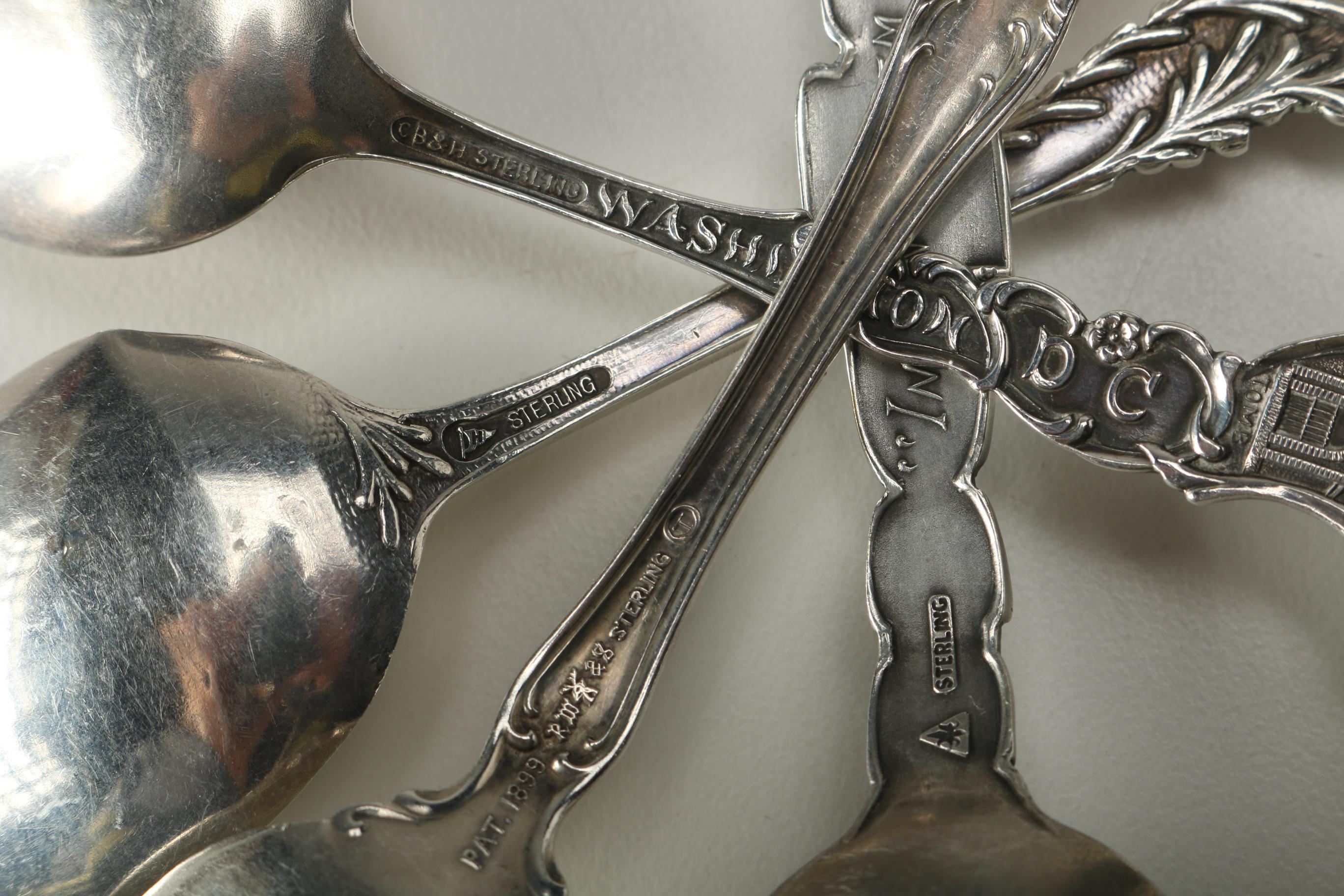 Sterling Silver Flatware Including Souvenir Spoons