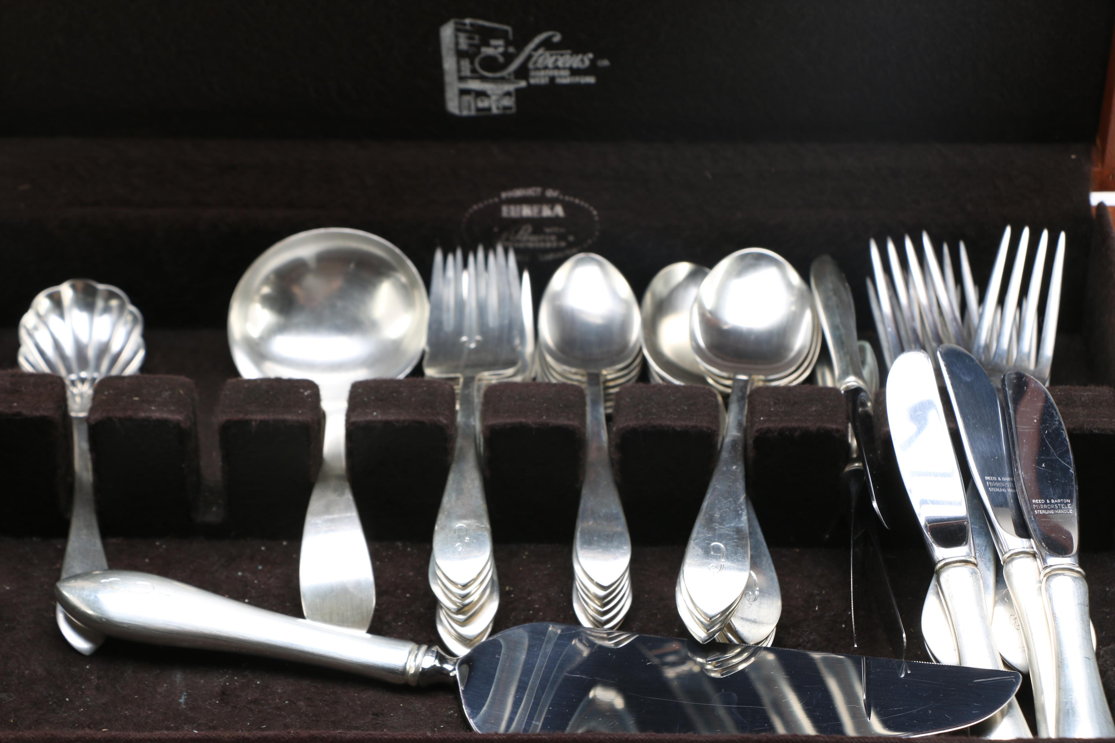 Dominick and Haff "Broad Antique" Sterling Silver Flatware Set With Presentation Case