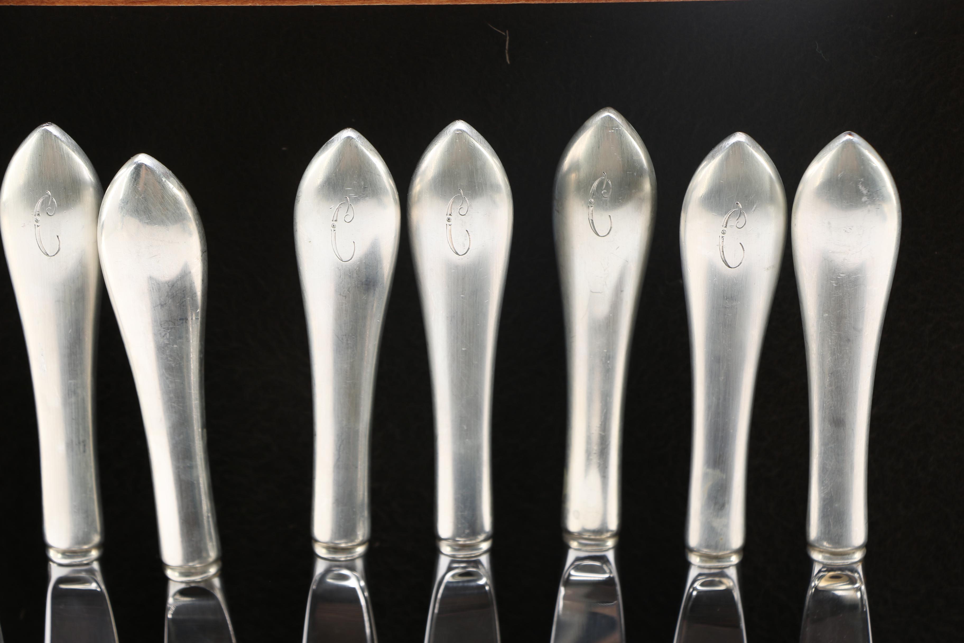 Dominick and Haff "Broad Antique" Sterling Silver Flatware Set With Presentation Case