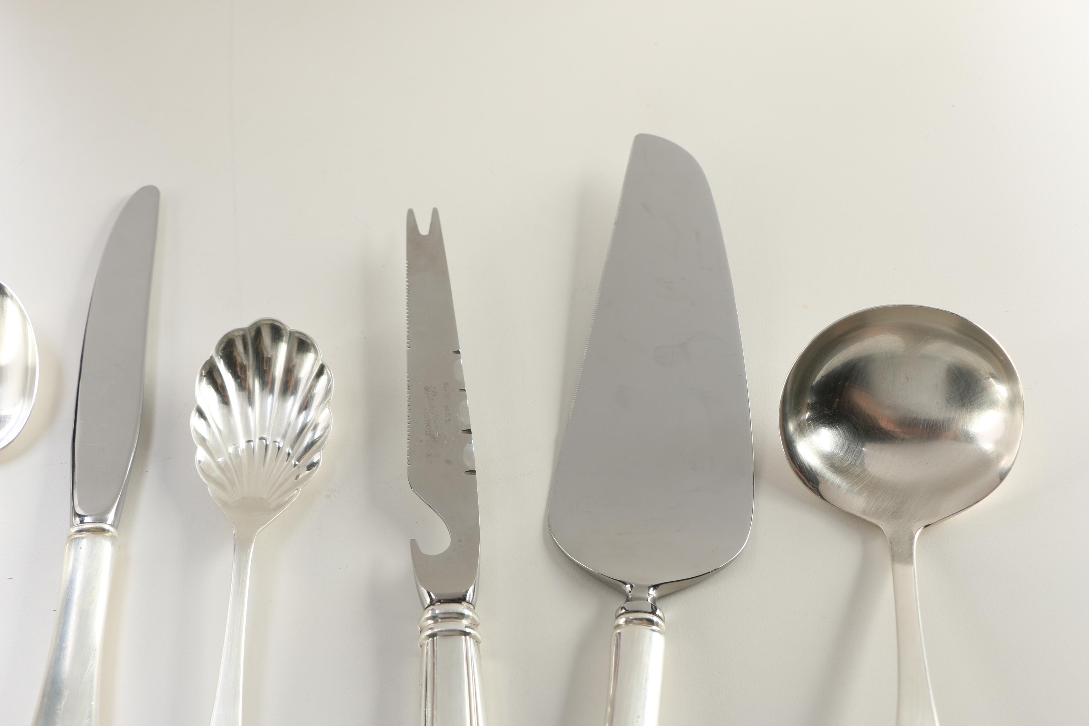 Dominick and Haff "Broad Antique" Sterling Silver Flatware Set With Presentation Case