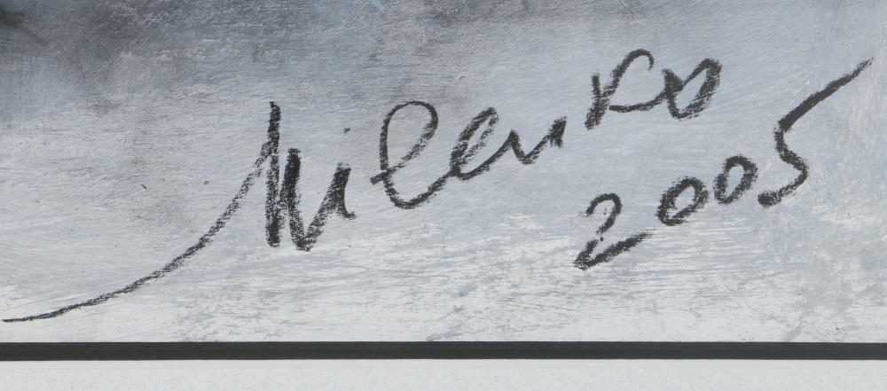 2005 Milenko Katic Original Mixed Media Drawing of Horses