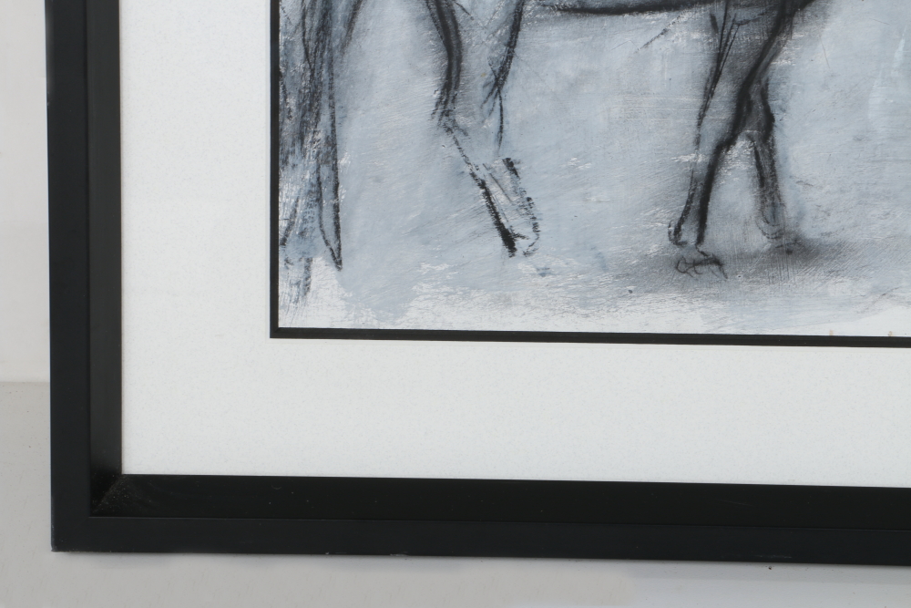 2005 Milenko Katic Original Mixed Media Drawing of Horses