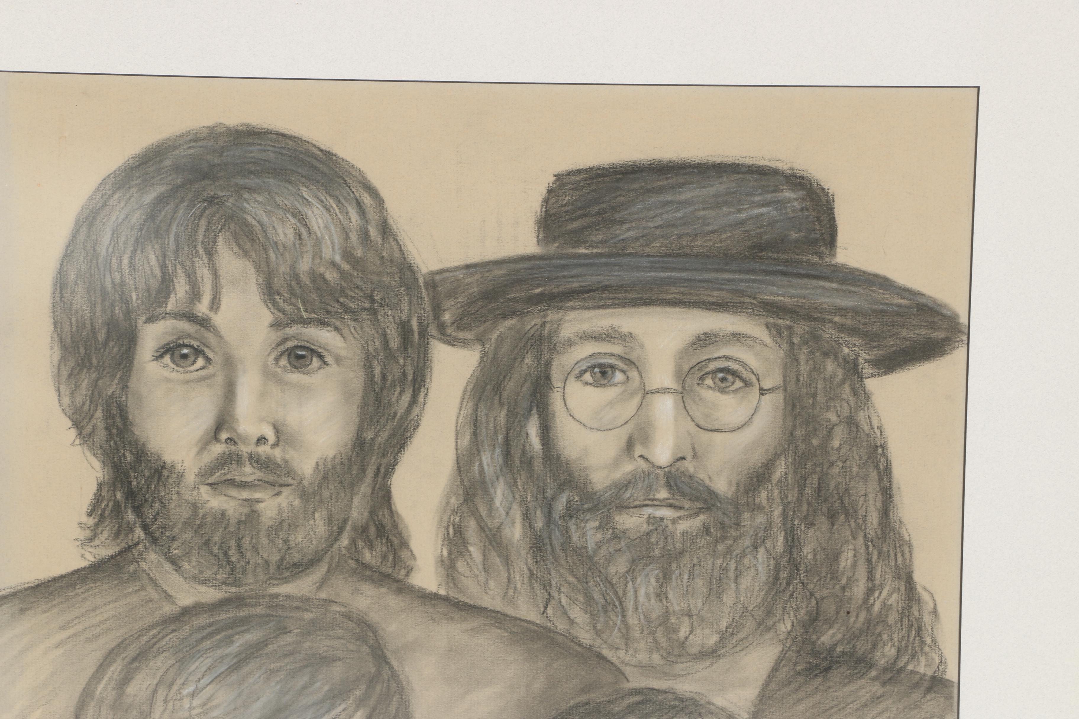 1982 G. Hernan-Gomez Original Drawing of The Beatles