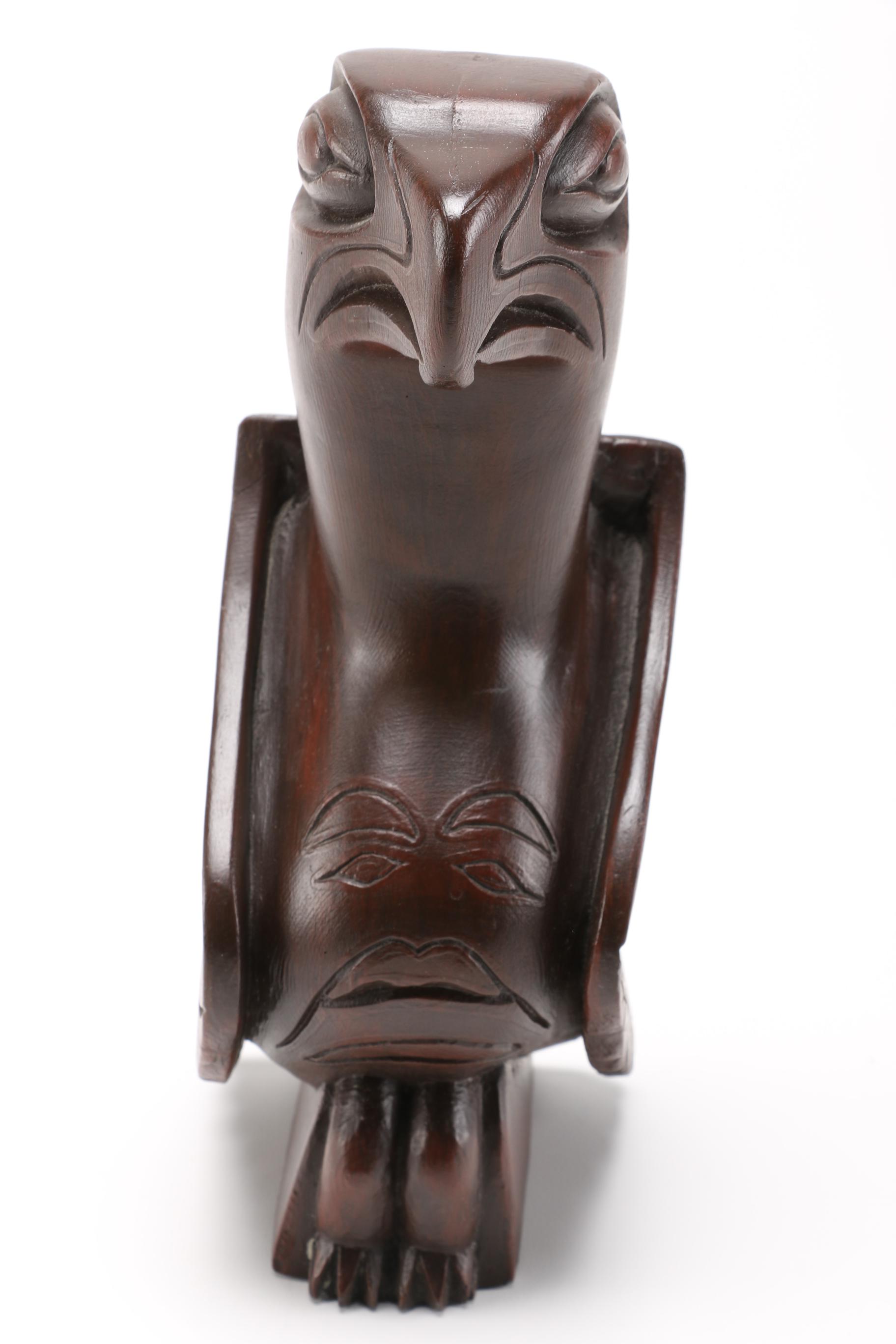 Totems by Ilata Eagle and Small Carved Bird Sculpture