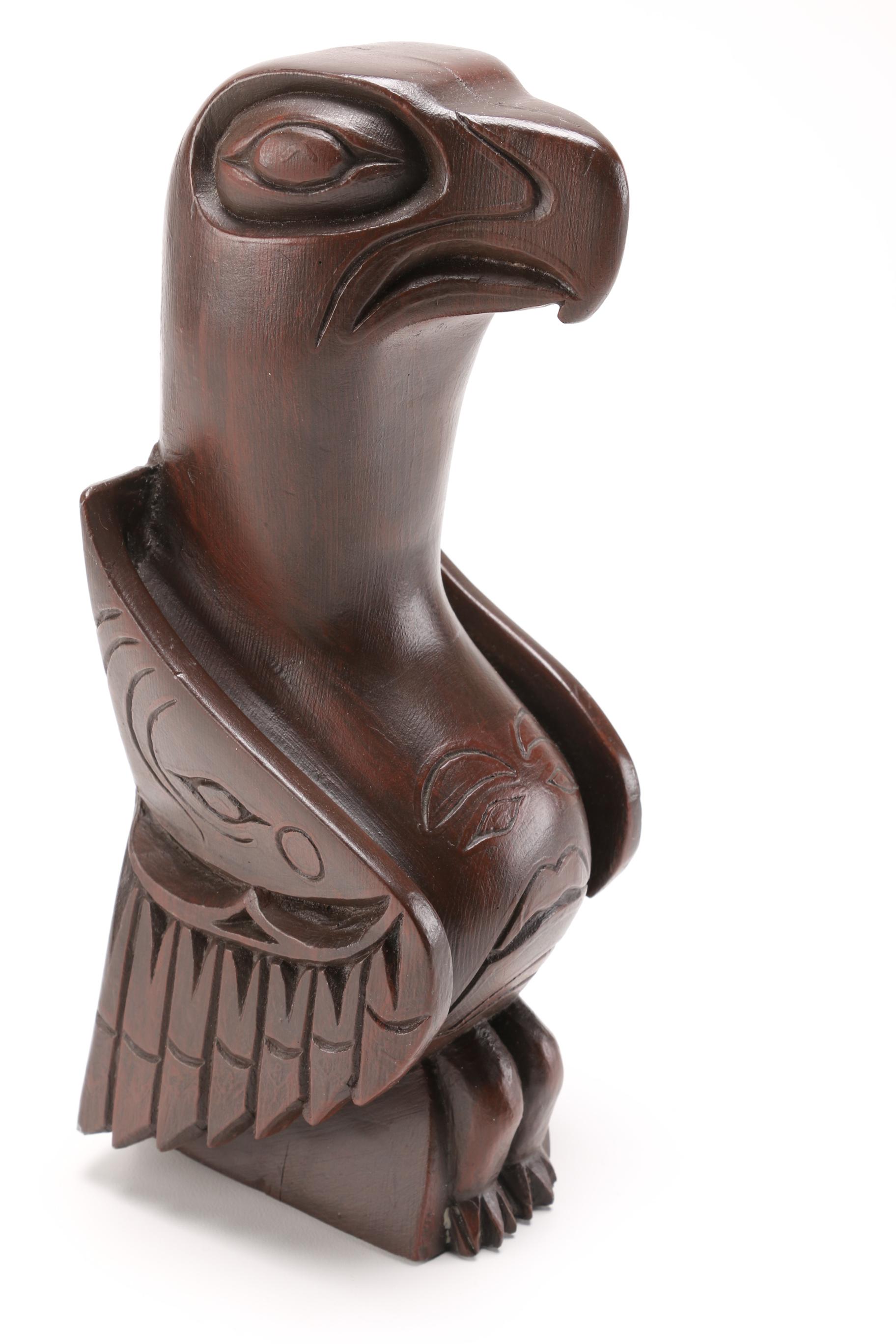 Totems by Ilata Eagle and Small Carved Bird Sculpture