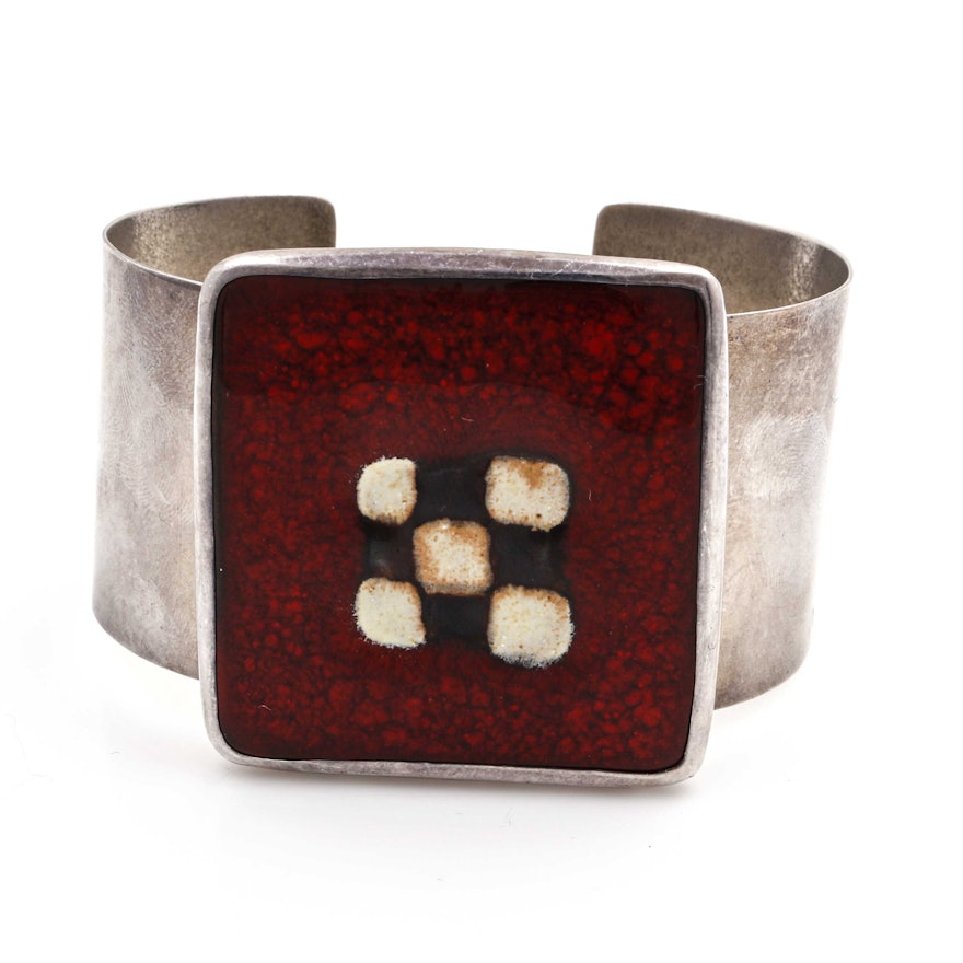 Sterling Silver and Enamel Cuff