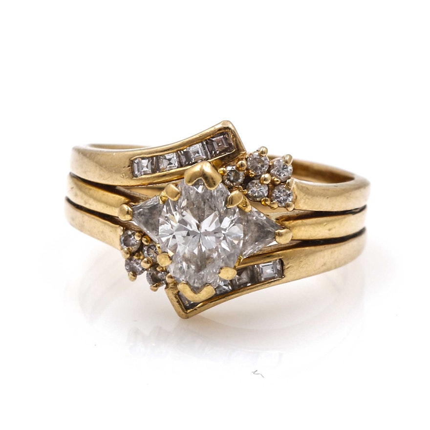 14K and 18K Yellow Gold Diamond Ring