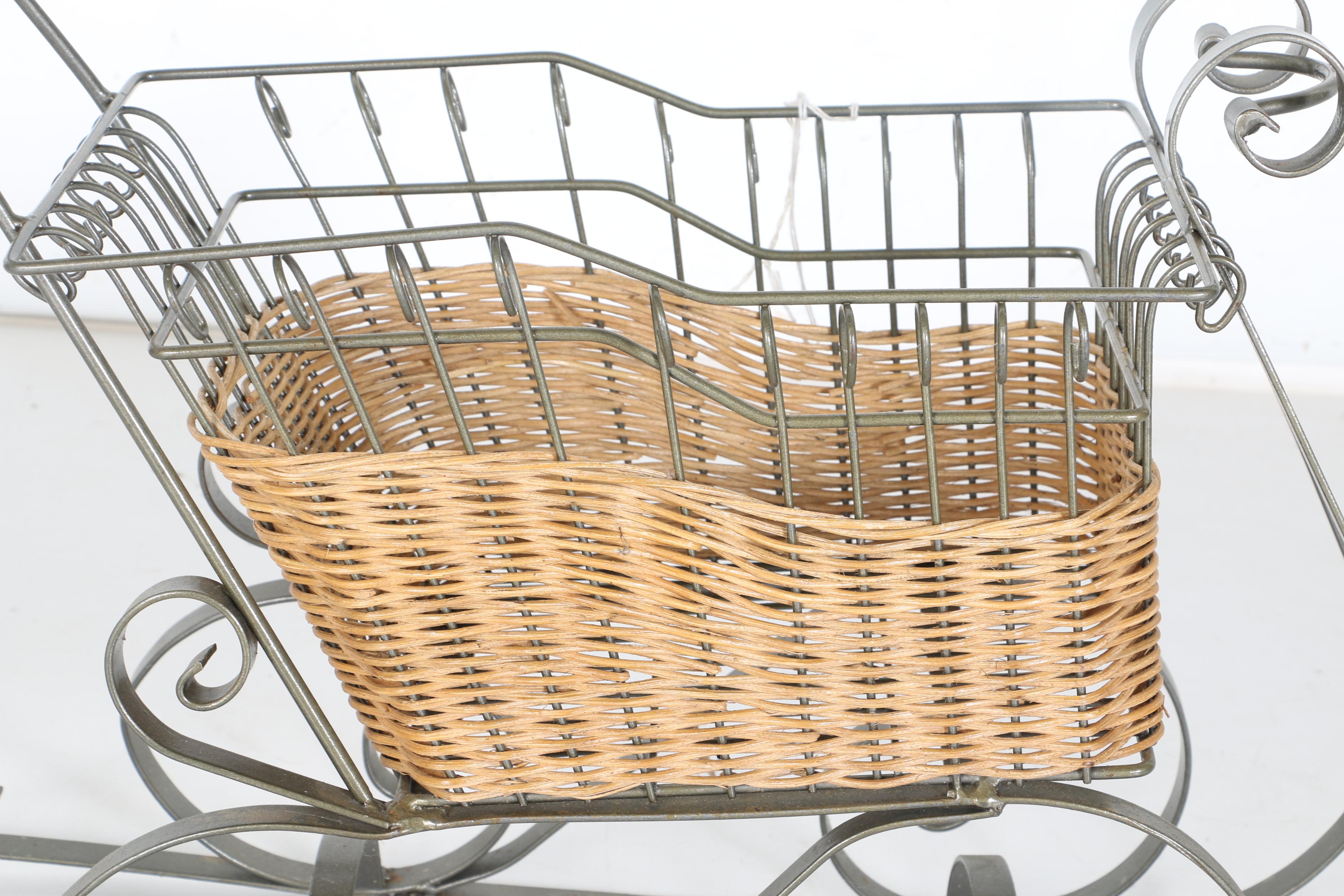 Stuffed Elves in a Wicker Sleigh