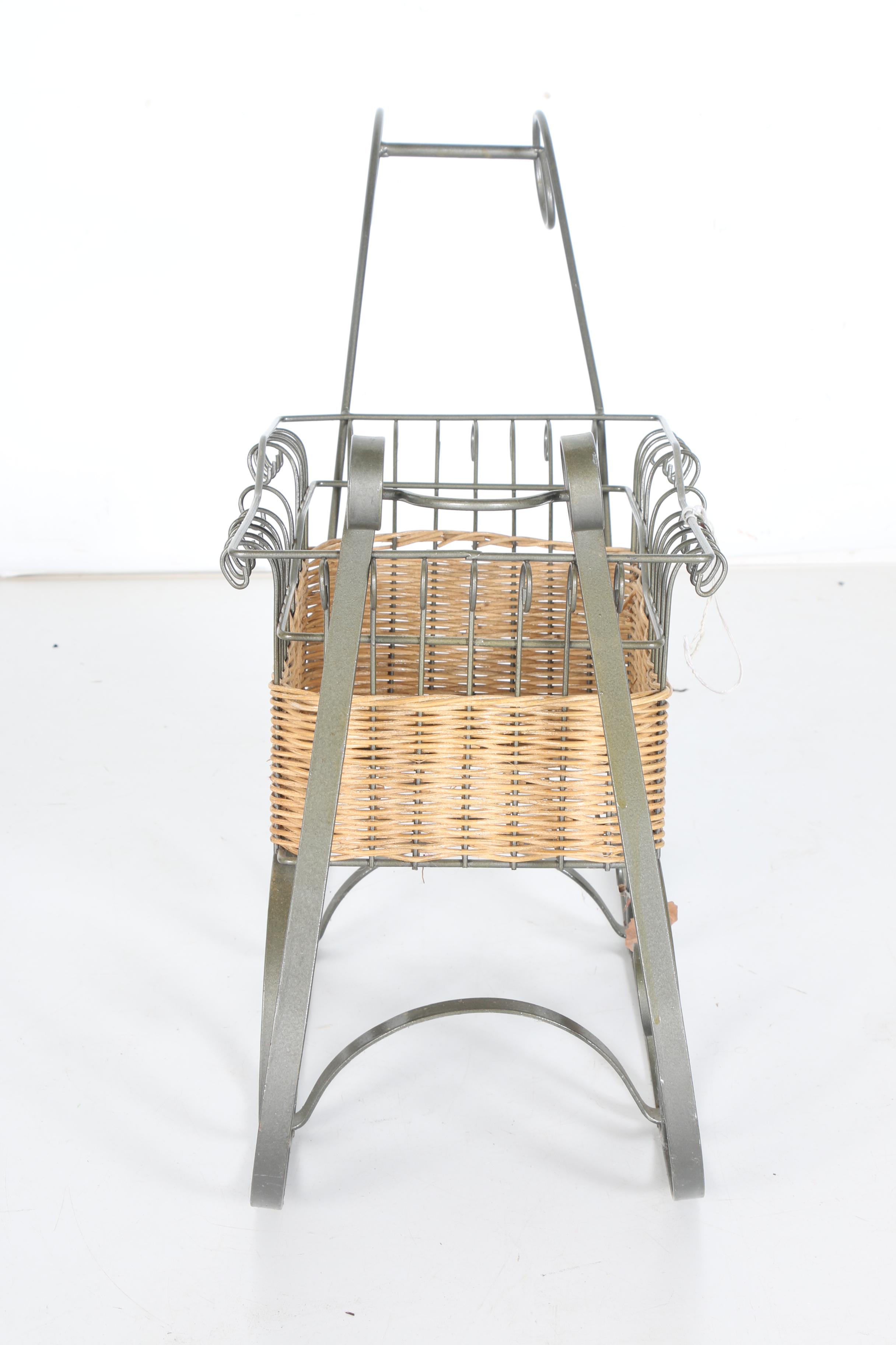 Stuffed Elves in a Wicker Sleigh