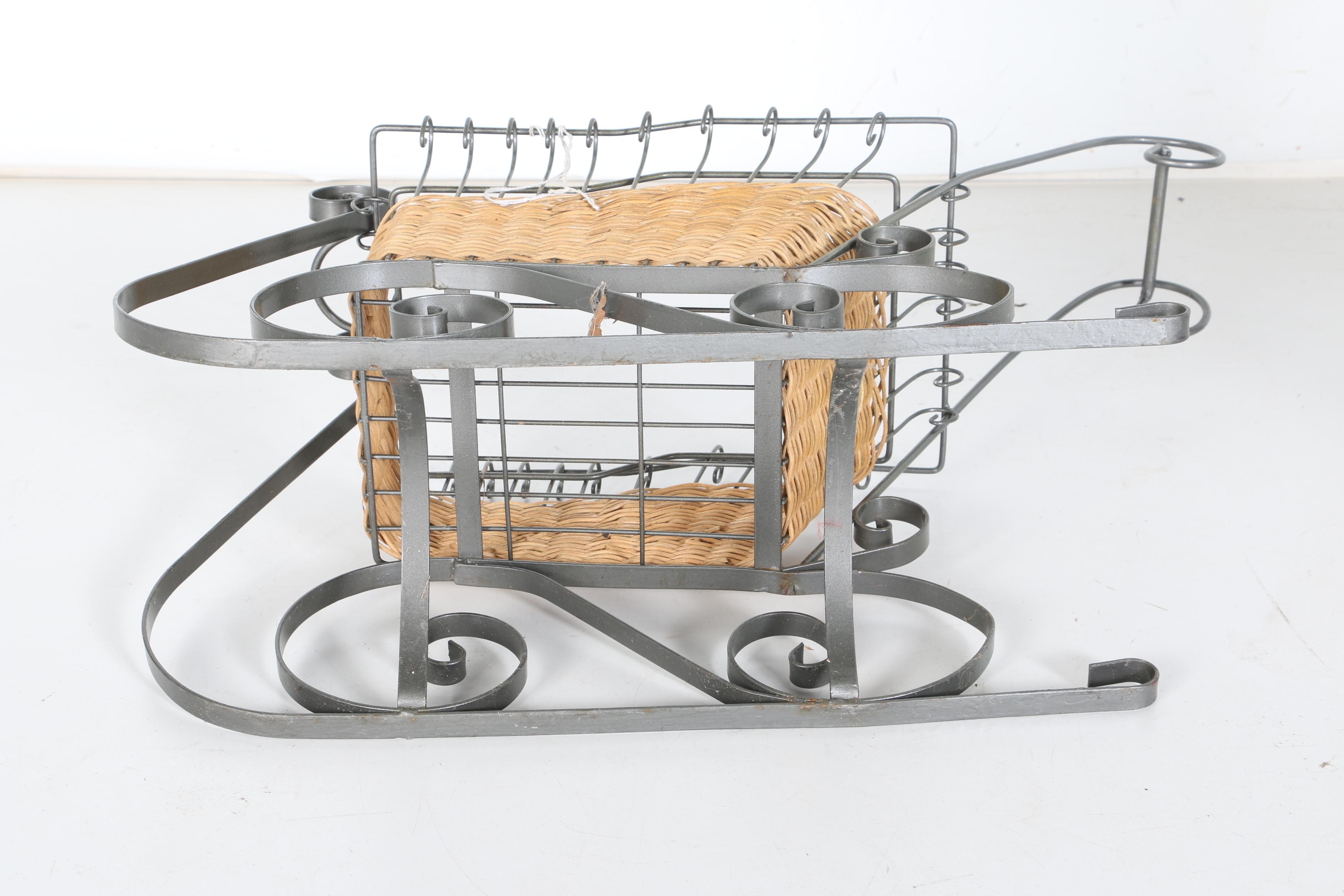 Stuffed Elves in a Wicker Sleigh