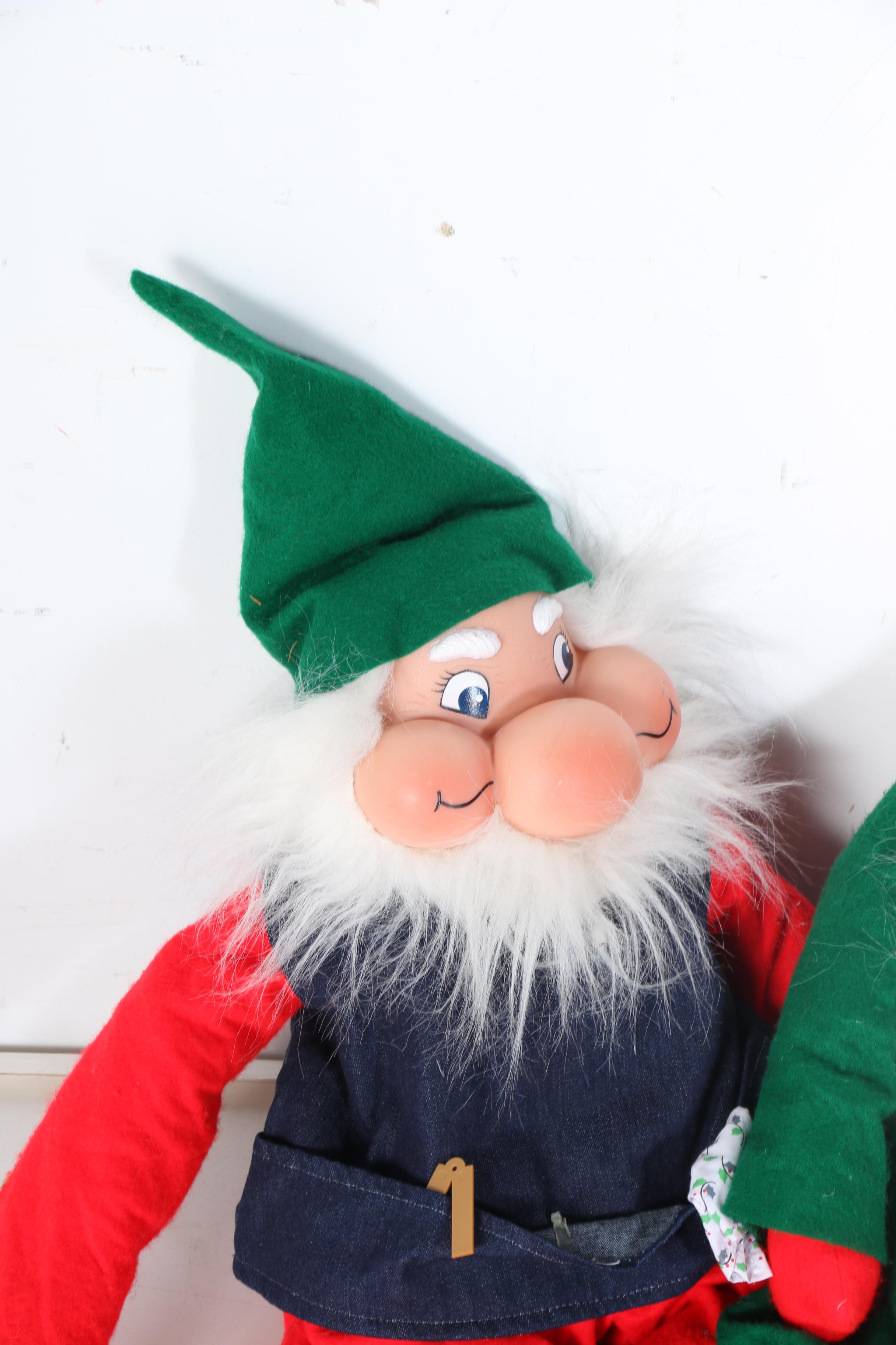 Stuffed Elves in a Wicker Sleigh