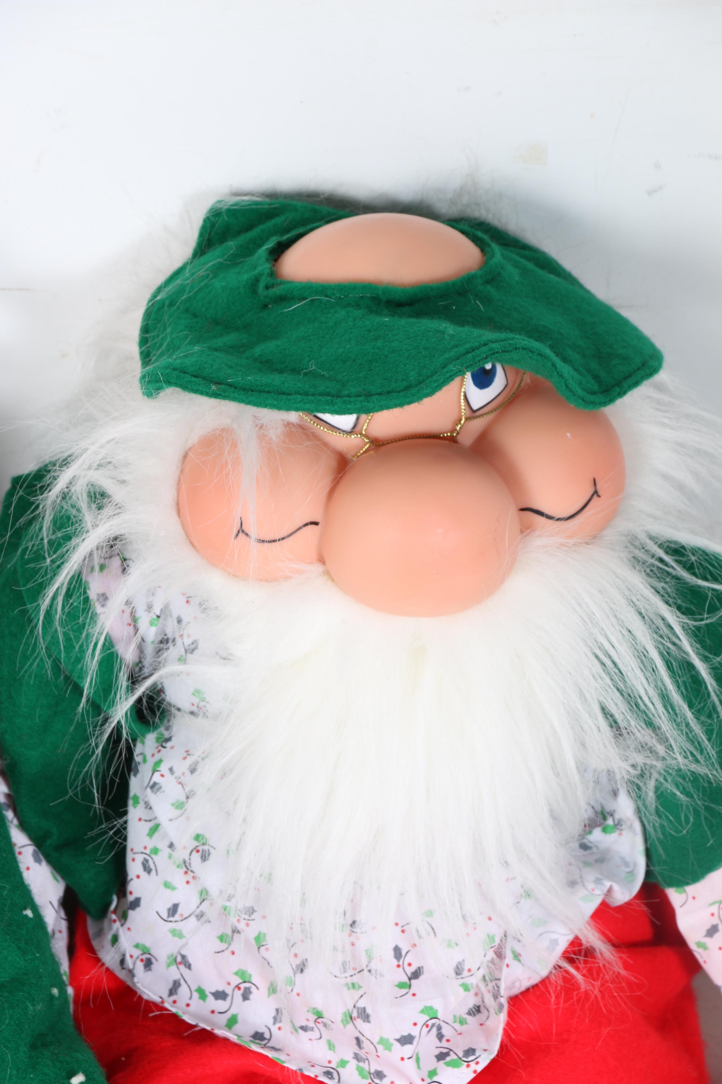 Stuffed Elves in a Wicker Sleigh